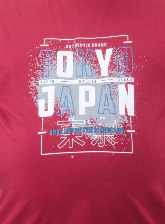 Starbattal Erkek Büyük Beden Sıfır Yaka Tişört Tokyo 23181 BORDO