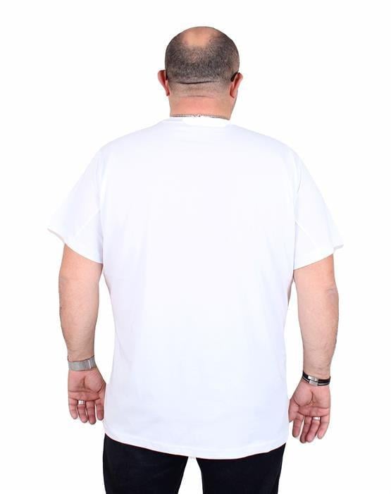 Starbattal Erkek Büyük Beden Sıfır Yaka Tişört Think Out Box 25163 BEYAZ