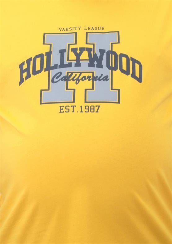 Starbattal Erkek Büyük Beden Sıfır Yaka Tişört Hollywood 23179 SARI