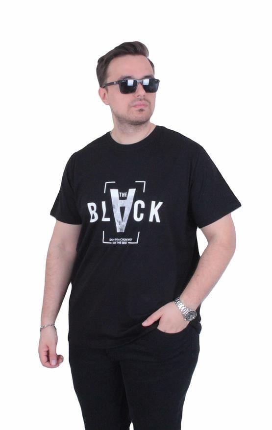 Starbattal Erkek Büyük Beden Sıfır Yaka Tişört Black 26135 SIYAH