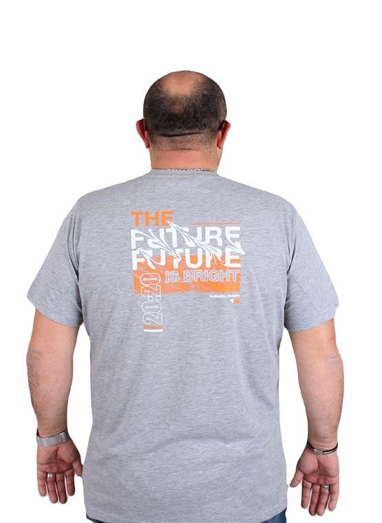 Starbattal Erkek Büyük Beden Sıfır Yaka Tişört The Future 25138 GRI MELANJ