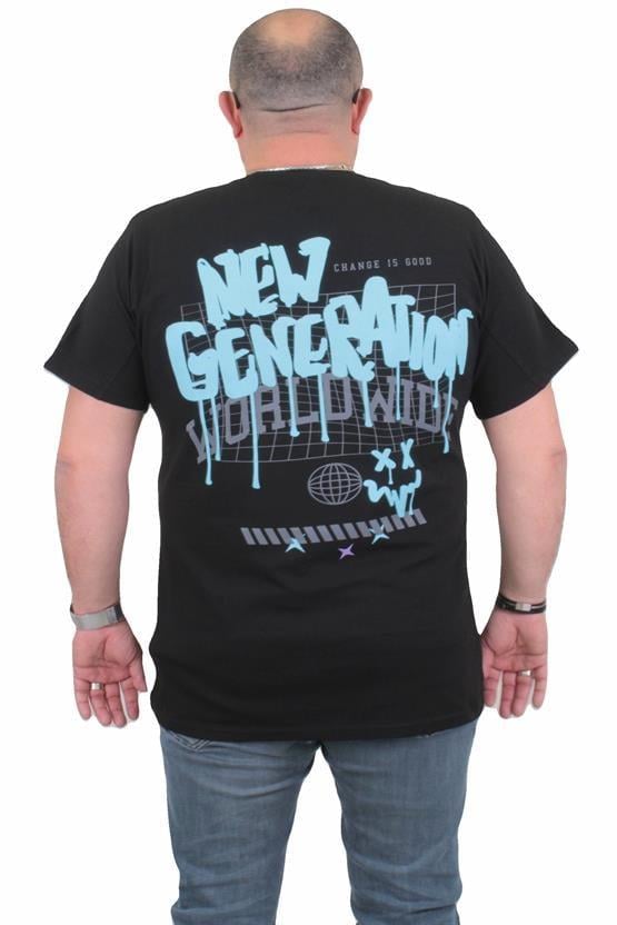 Starbattal Erkek Büyük Beden Sıfır Yaka Tişört New Generation 24130 SIYAH