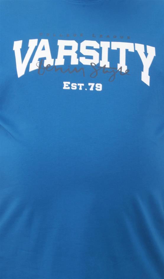 Starbattal Erkek Büyük Beden Sıfır Yaka Tişört Varsity 23184 SAKS