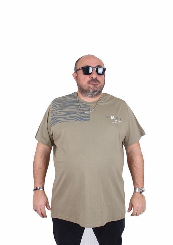 Starbattal Erkek Büyük Beden Sıfır Yaka Tişört Want 25160 HAKI