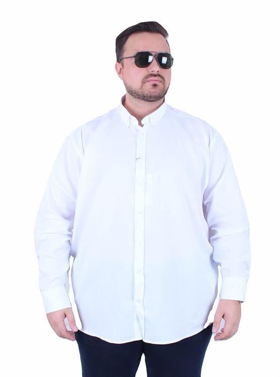 Starbattal Erkek Büyük Beden Yaka Düğmeli Cepsiz Gömlek 11357 BEYAZ