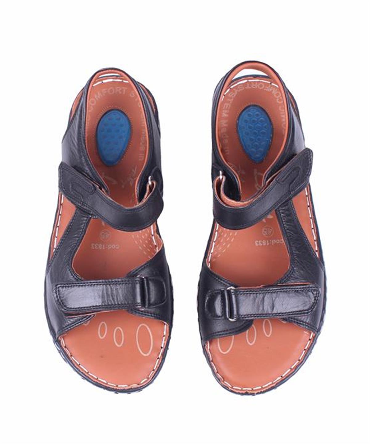 Starbattal Erkek Hakiki Deri Comfort Sandalet 15120 SIYAH