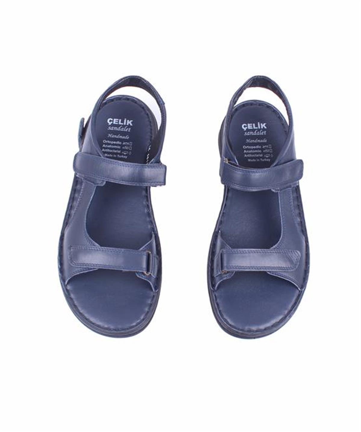 Starbattal Erkek Hakiki Deri Comfort Sandalet 15120 LACIVERT