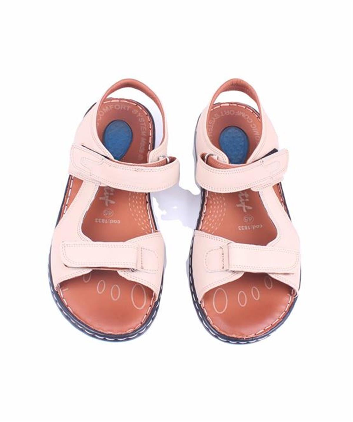 Starbattal Erkek Hakiki Deri Comfort Sandalet 15120 BEJ