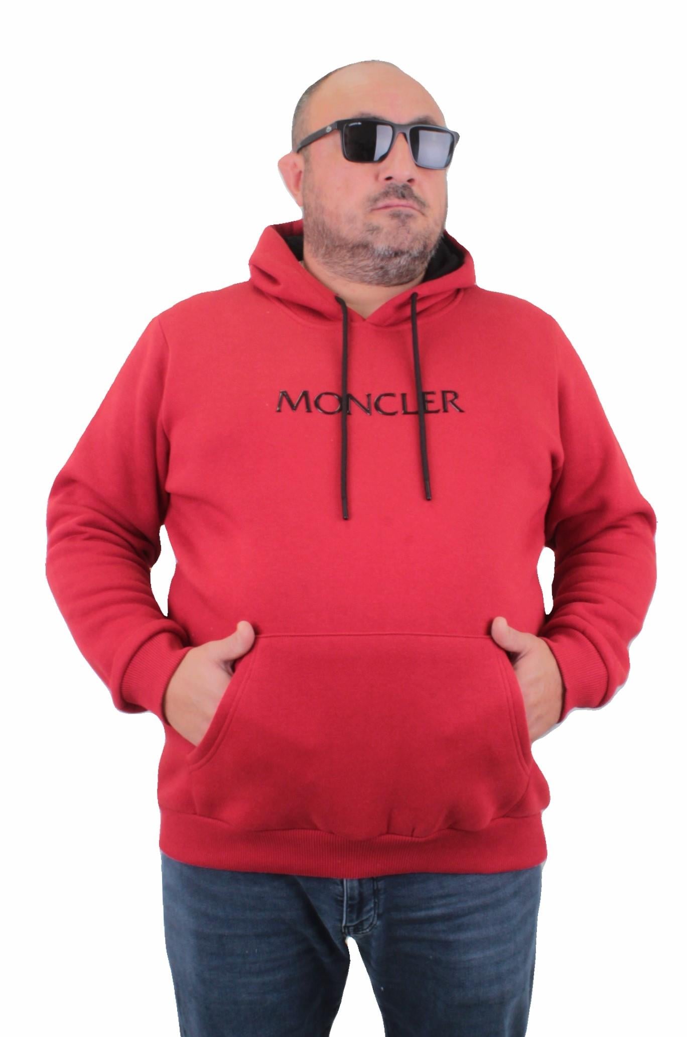 Erkek Büyük Beden Kapuşonlu Sweat Mnc.23215 KIRMIZI