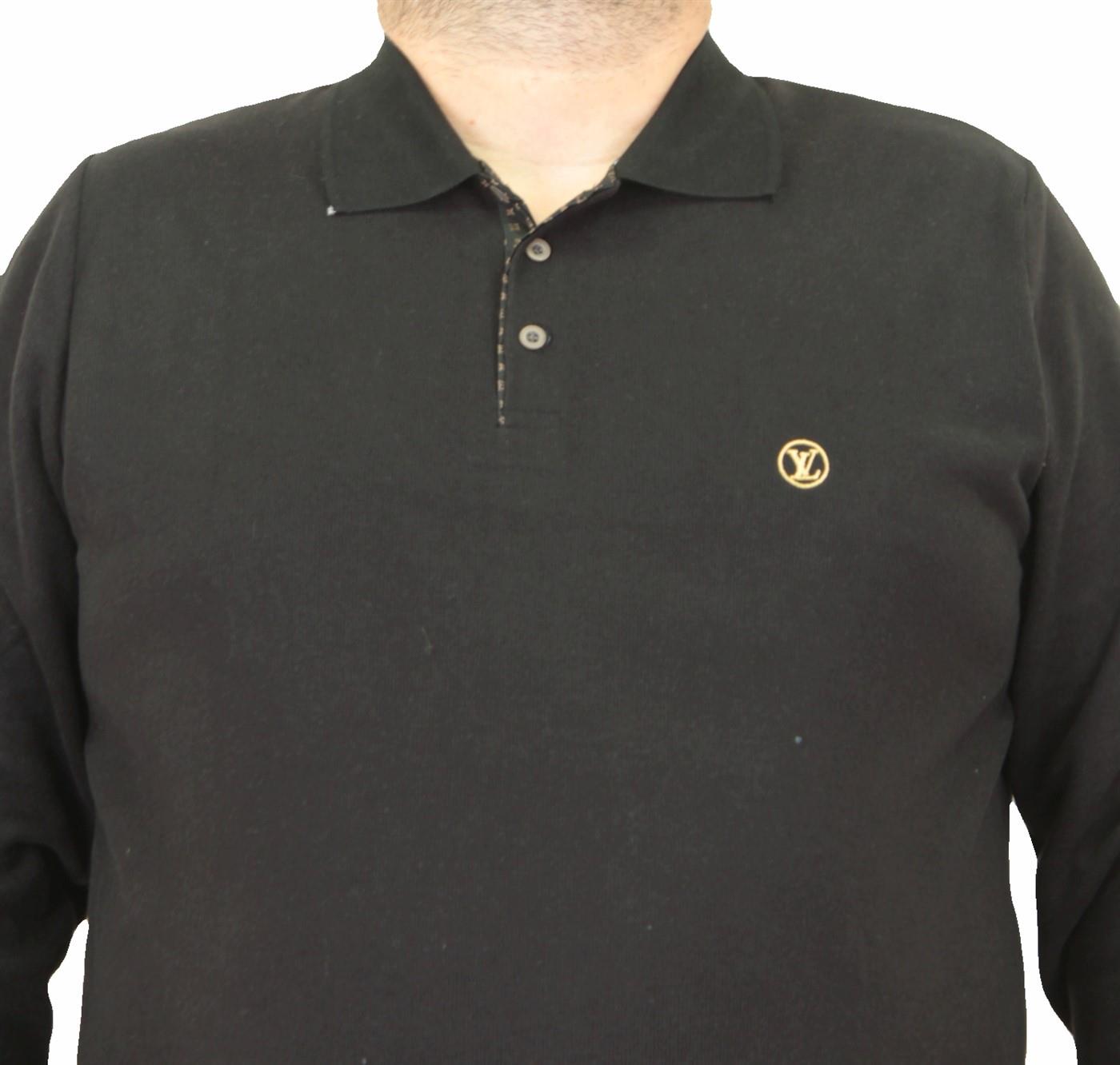 Erkek Büyük Beden Polo Yaka Sweat LV 24406 SIYAH