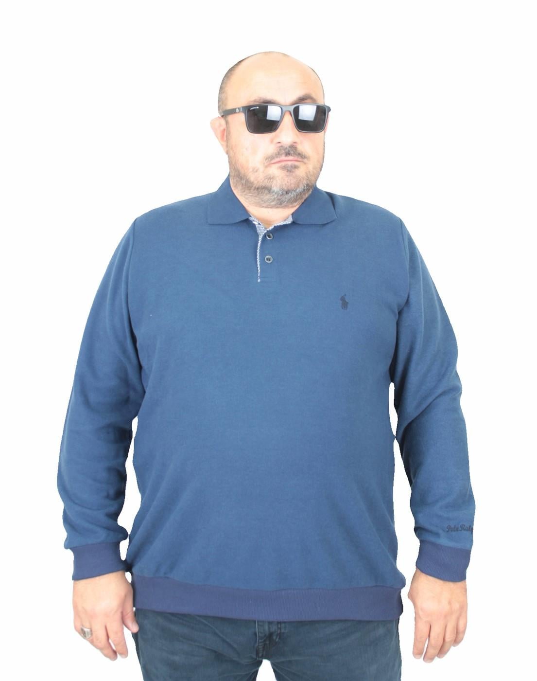 Erkek Büyük Beden Polo Yaka Sweat LR 24403 Marin