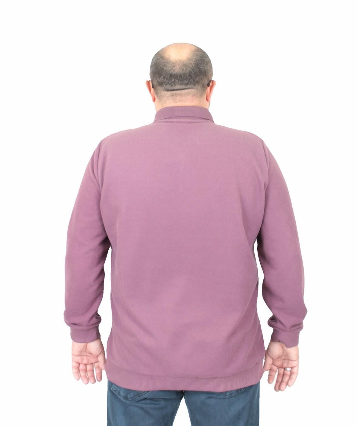 Erkek Büyük Beden Polo Yaka Sweat BSS 24404 Eflatun