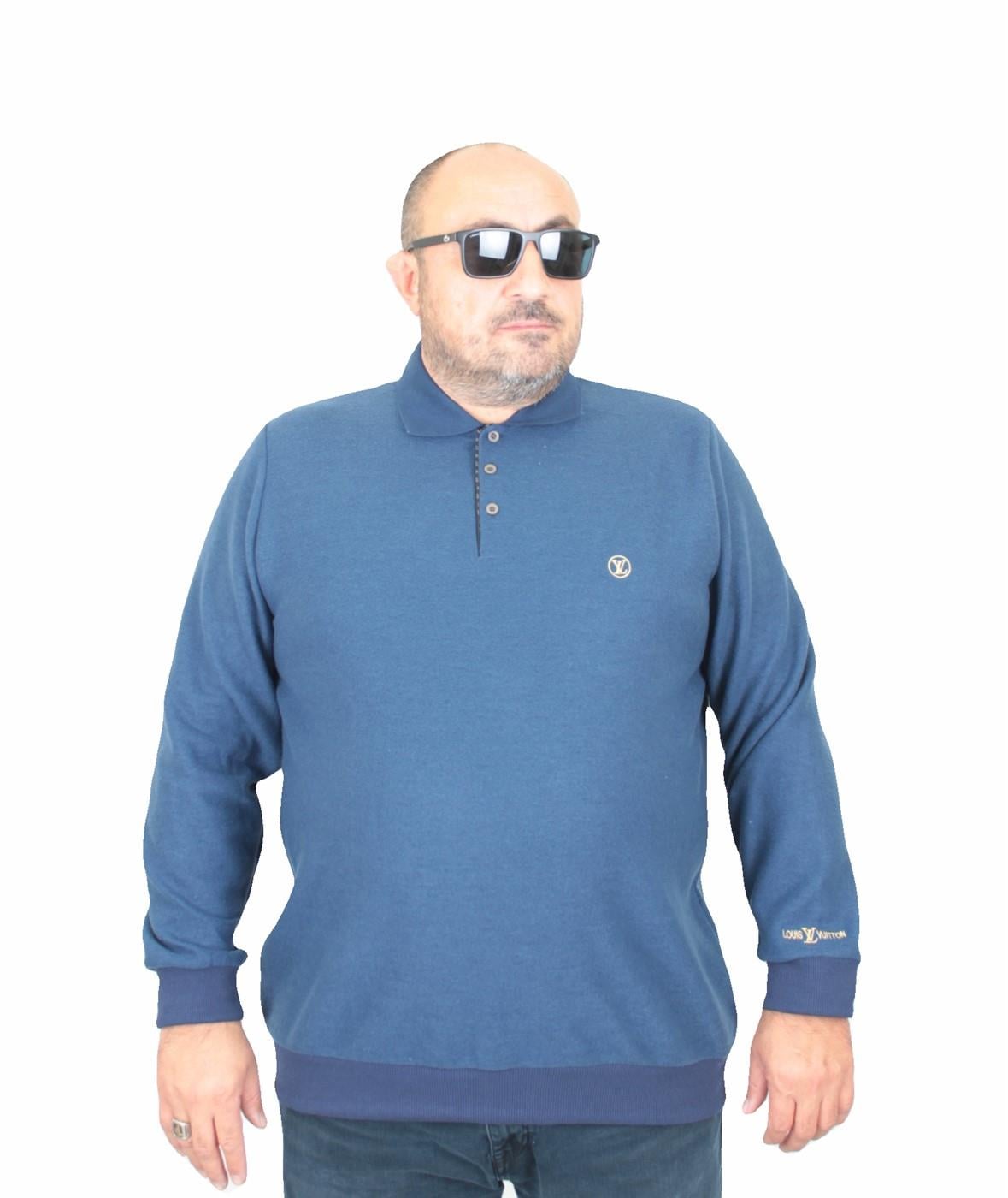 Erkek Büyük Beden Polo Yaka Sweat LV 24406 Marin