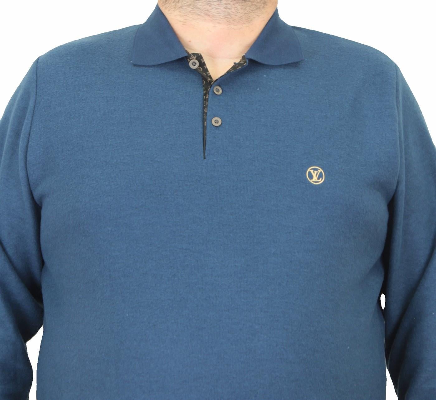 Erkek Büyük Beden Polo Yaka Sweat LV 24406 Marin