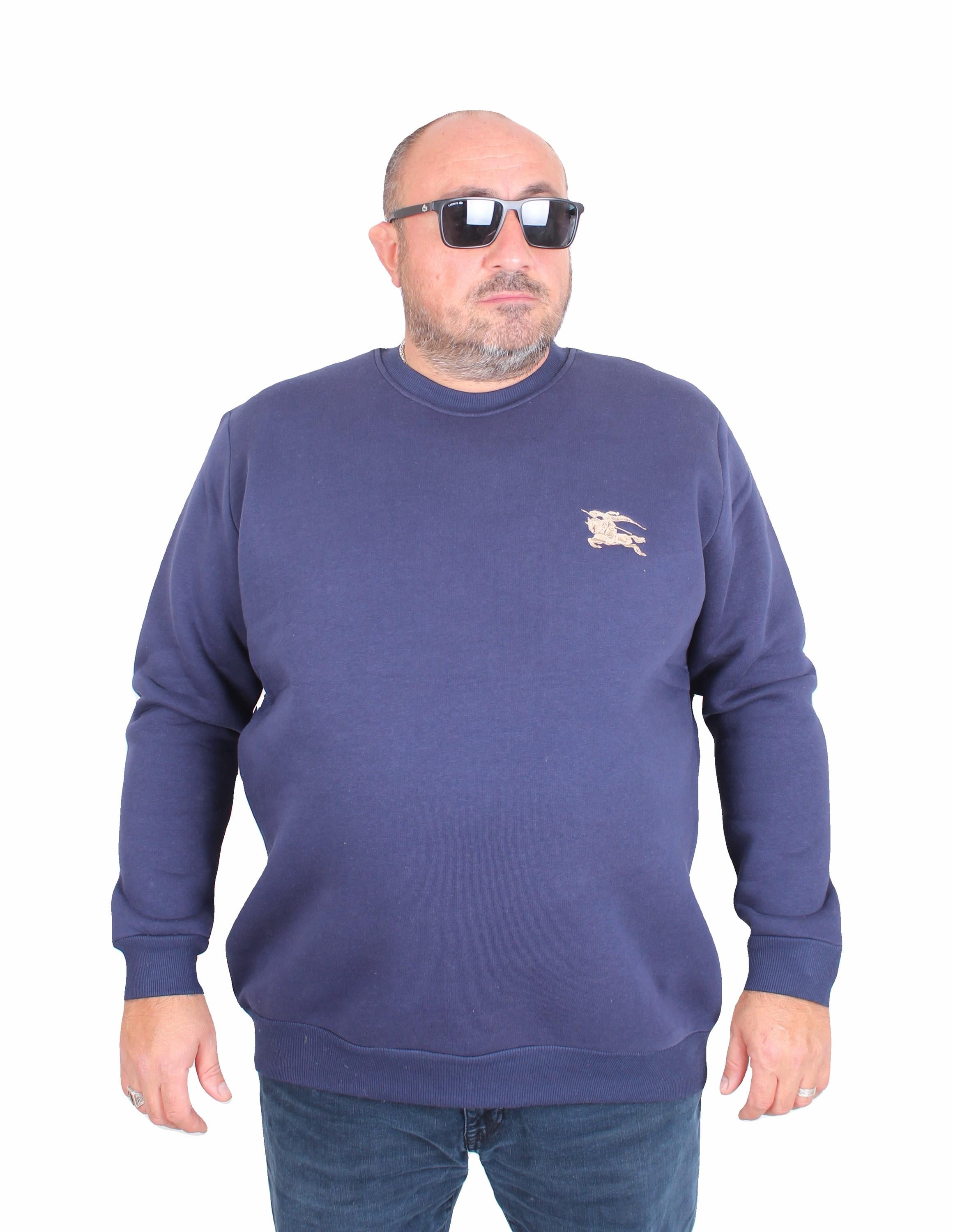 Erkek Büyük Beden Sıfır Yaka 3ip Sweat BRB 24206 INDIGO