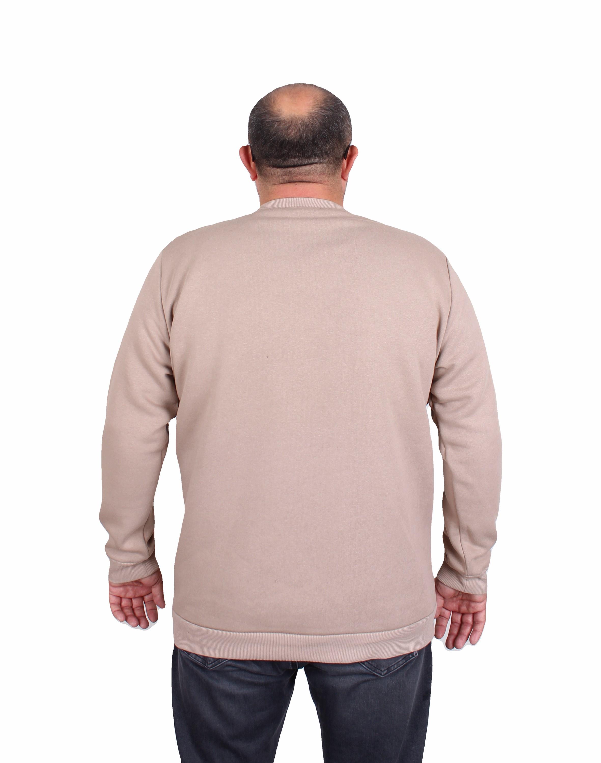 Erkek Büyük Beden Sıfır Yaka 3ip Sweat BRB 24206 CAMEL