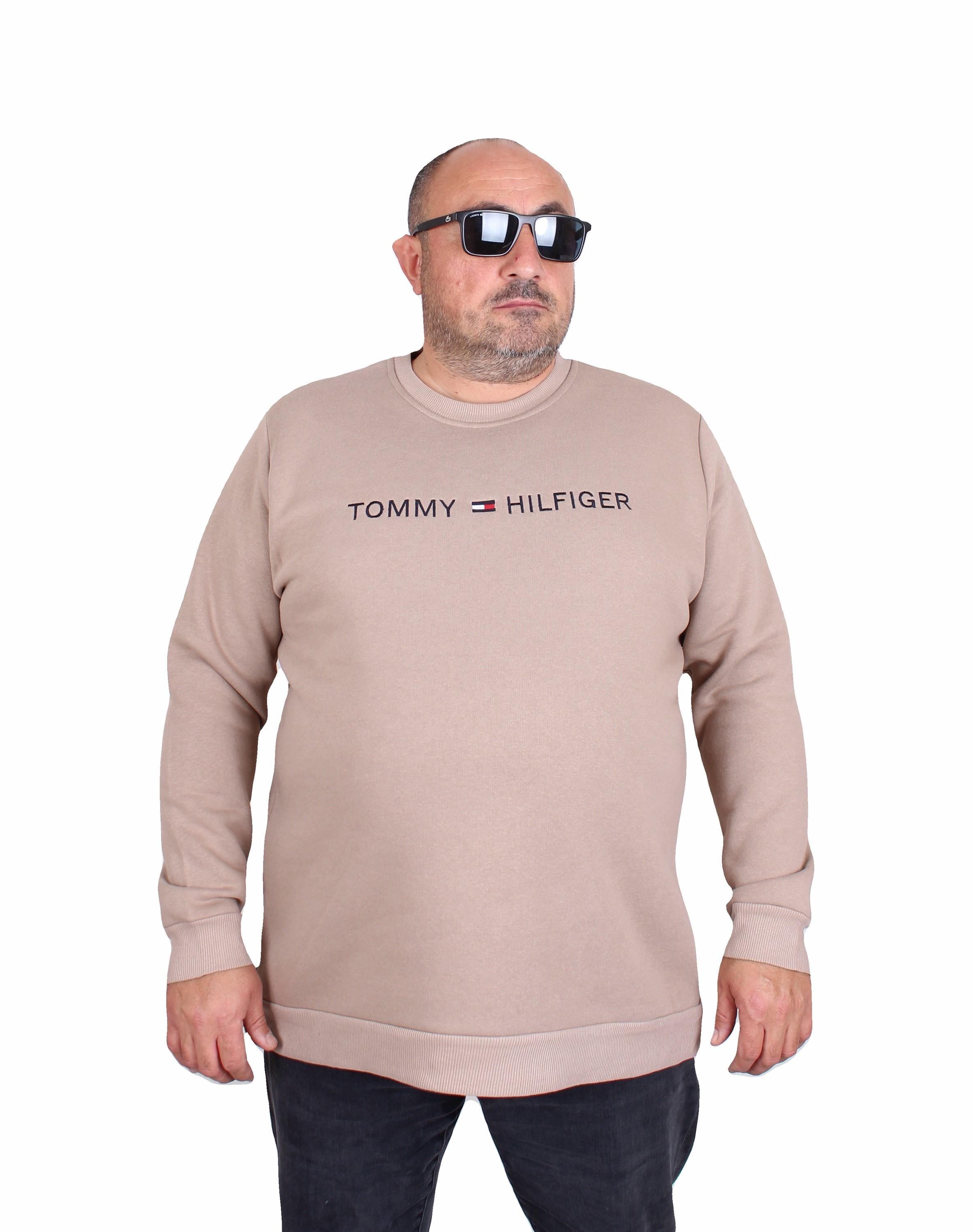 Erkek Büyük Beden Sıfır Yaka 3ip Sweat Tmmy 24204 CAMEL