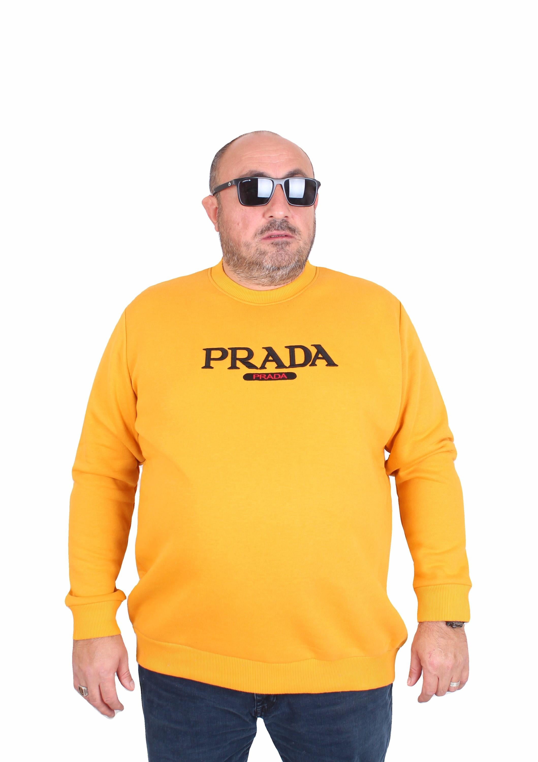 Erkek Büyük Beden Sıfır Yaka 3ip Sweat PRD 24207 HARDAL