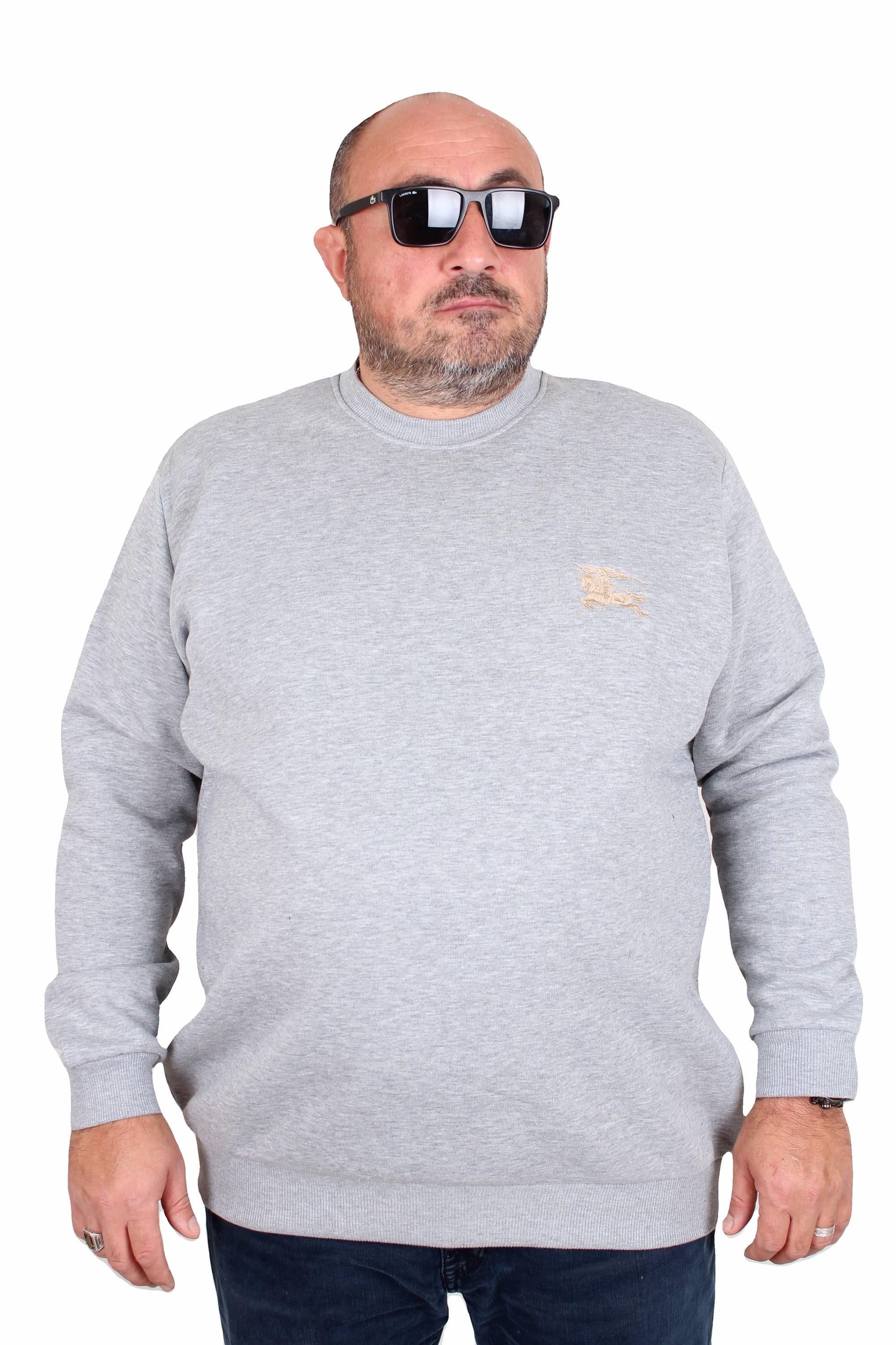 Erkek Büyük Beden Sıfır Yaka 3ip Sweat BRB 24206 GRI MELANJ