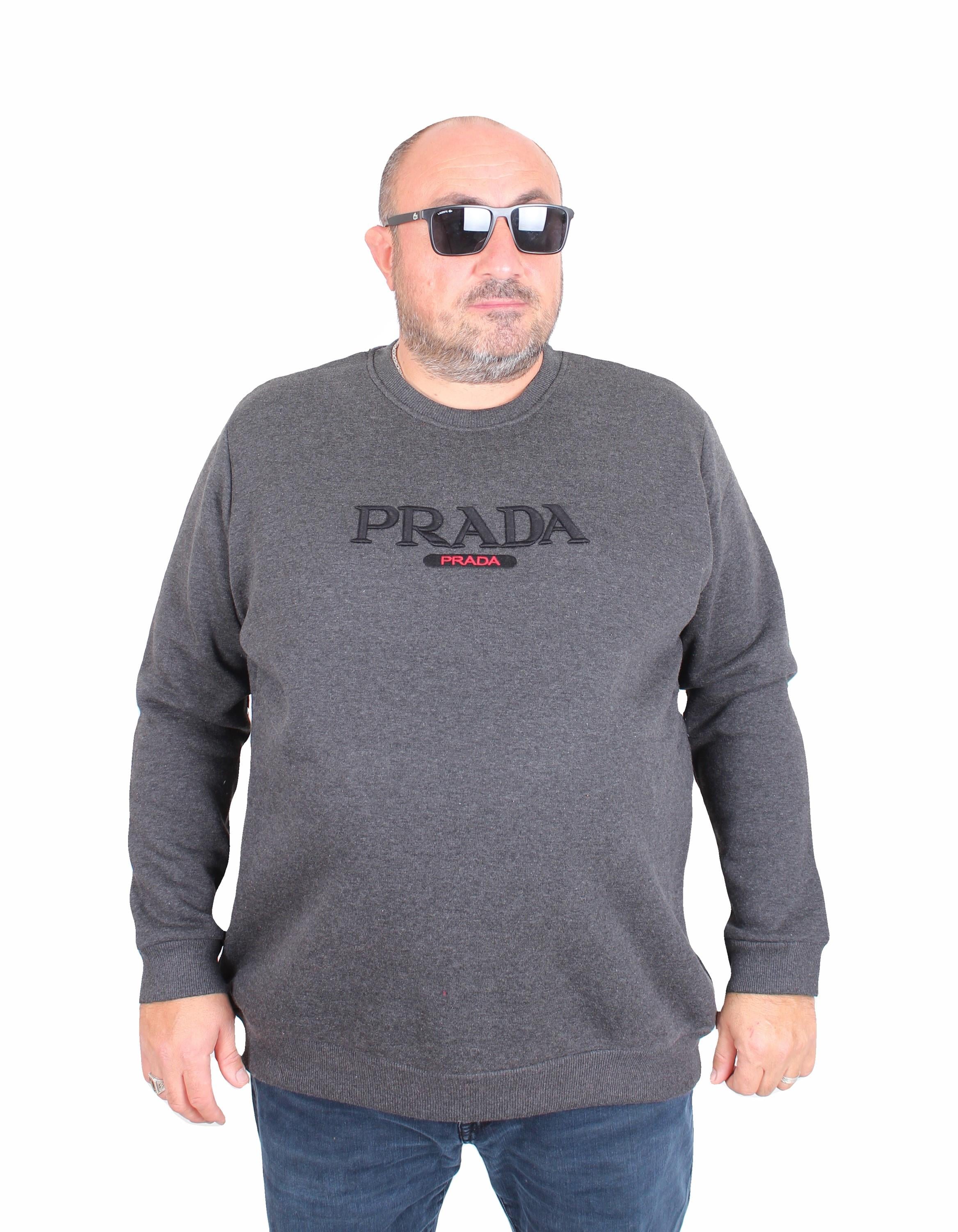 Erkek Büyük Beden Sıfır Yaka 3ip Sweat PRD 24207 ANTRASİT MELANJ