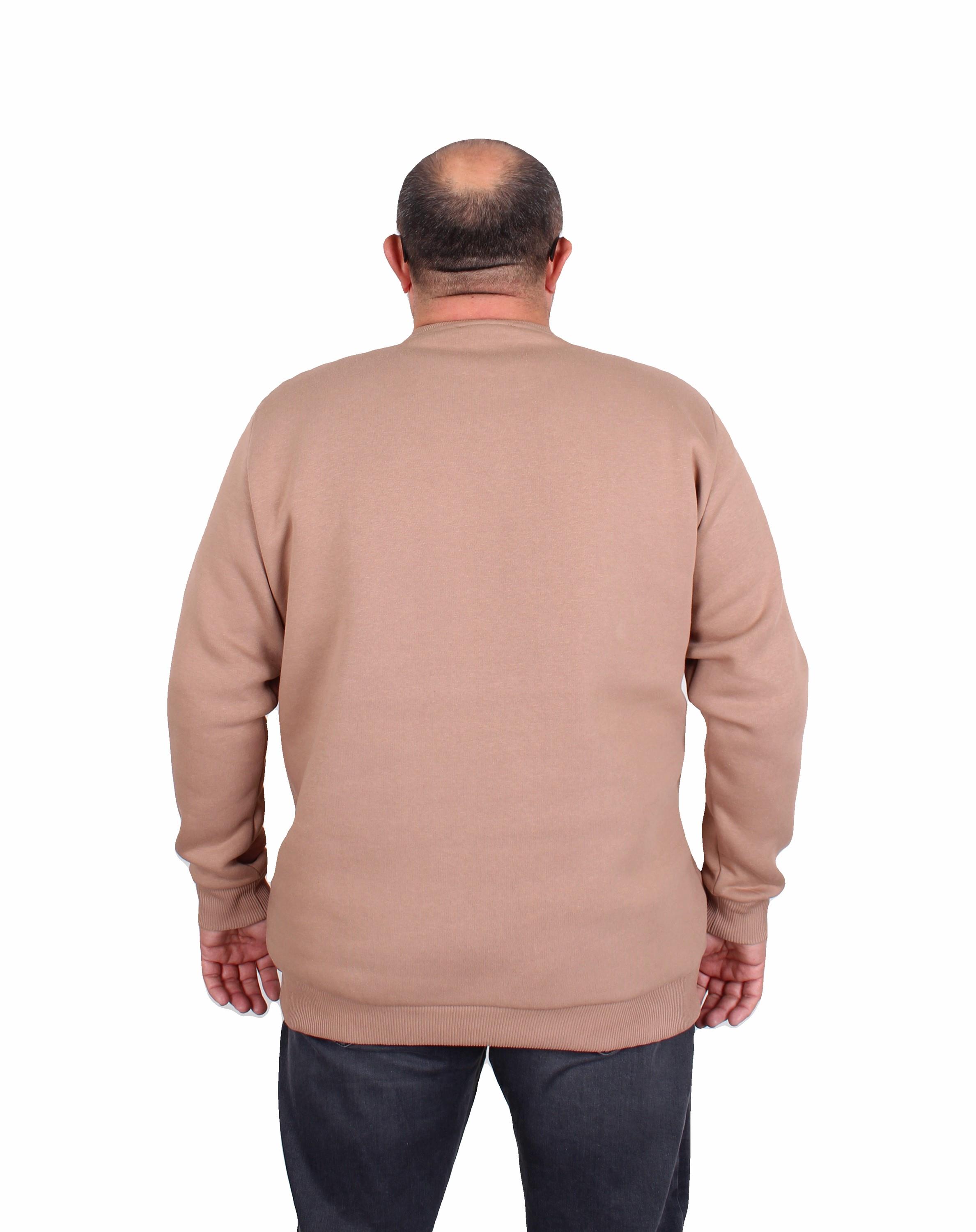 Erkek Büyük Beden Sıfır Yaka 3ip Sweat PRD 24207 S.KAHVE