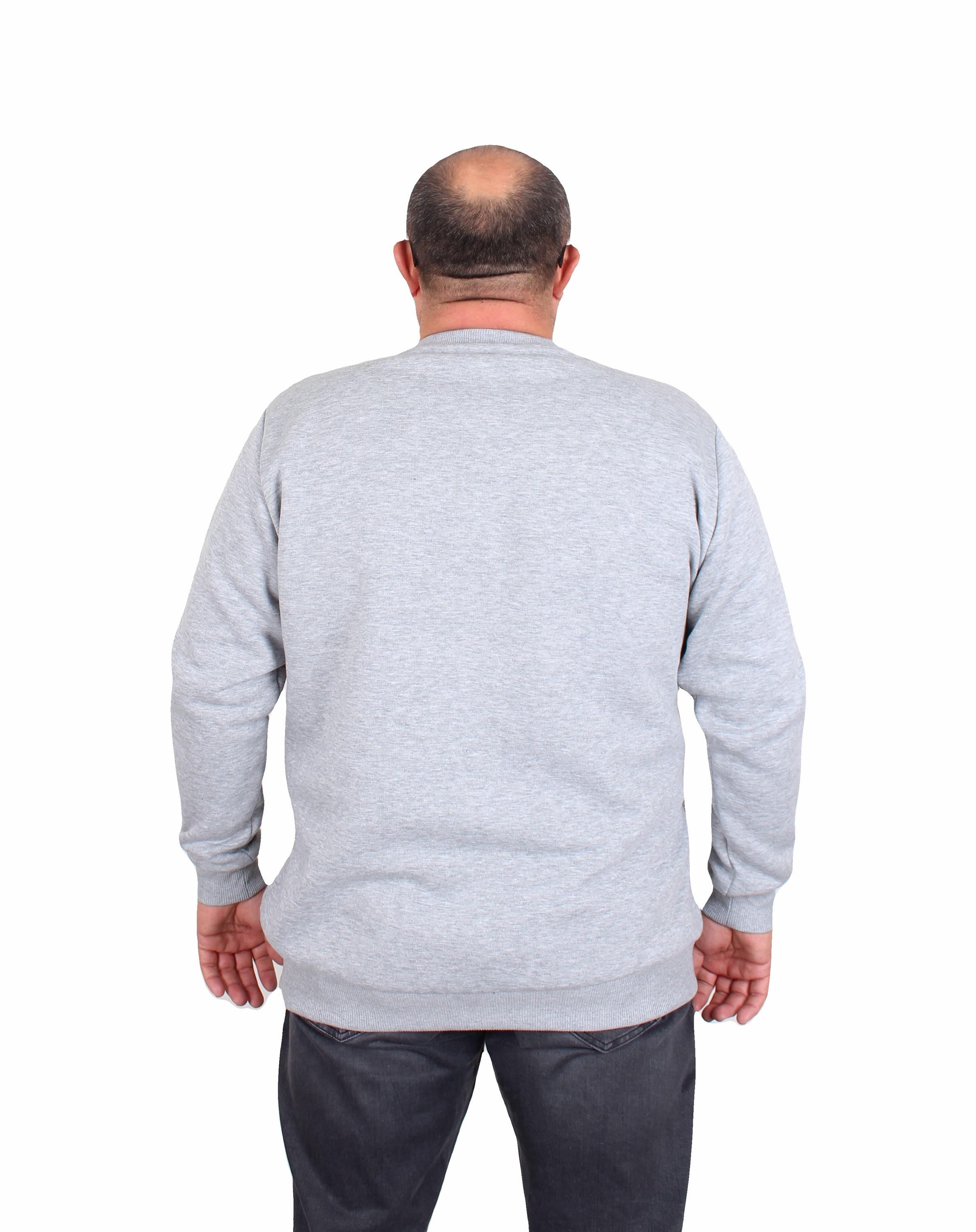 Erkek Büyük Beden Sıfır Yaka 3ip Sweat BRB 24206 GRI MELANJ