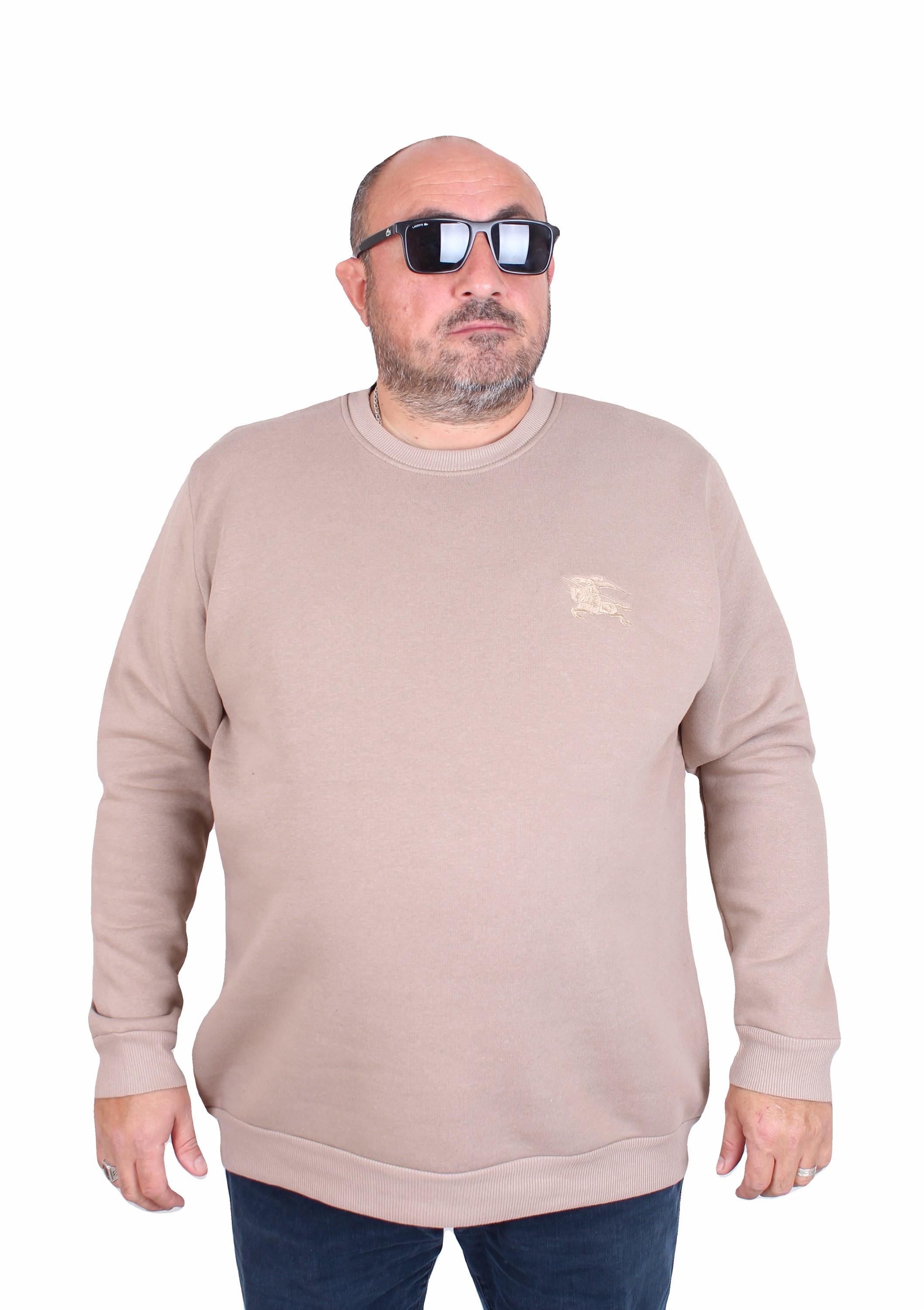 Erkek Büyük Beden Sıfır Yaka 3ip Sweat BRB 24206 CAMEL