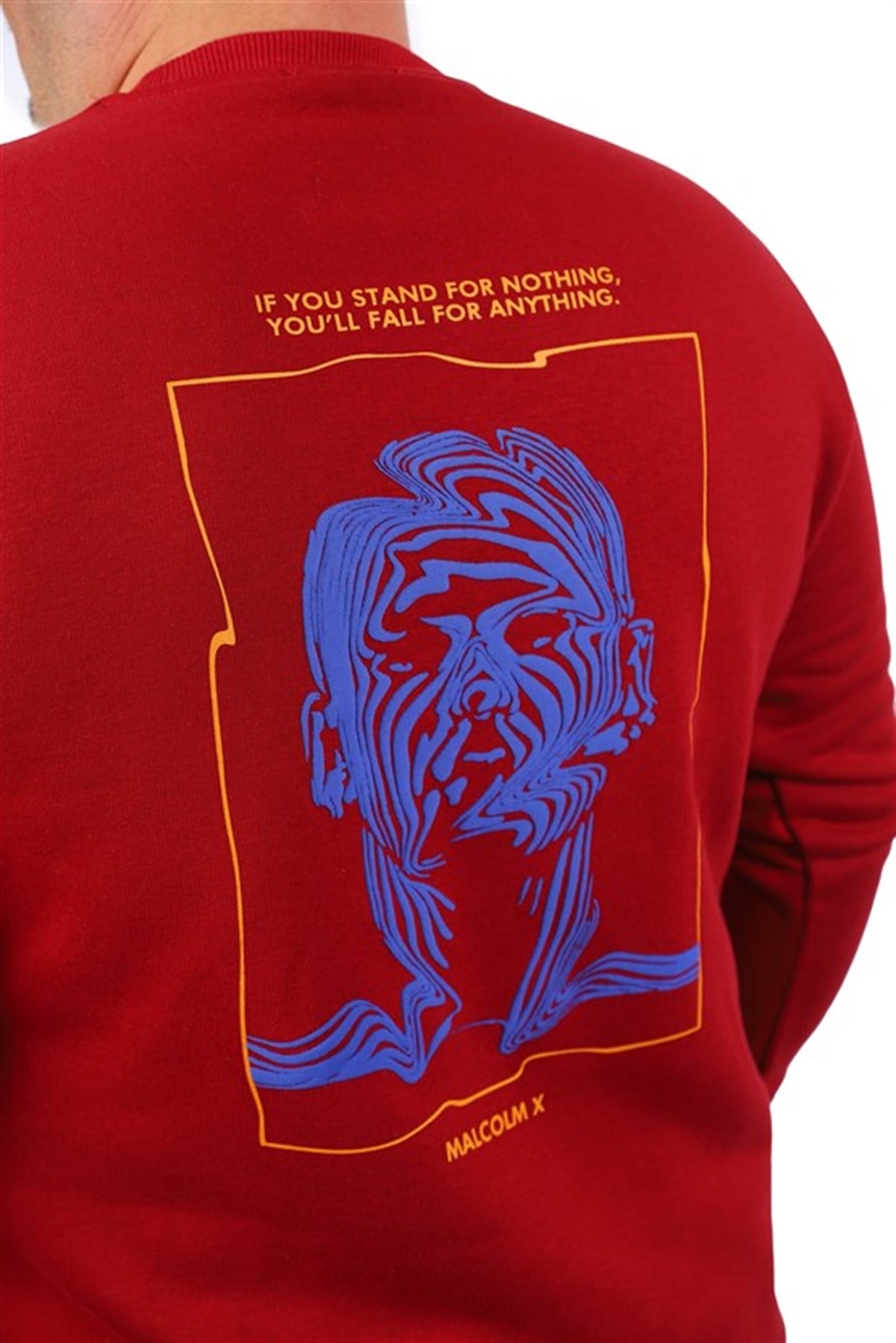Starbattal Büyük Beden Erkek Sweat MalcolmX 22735 BORDO