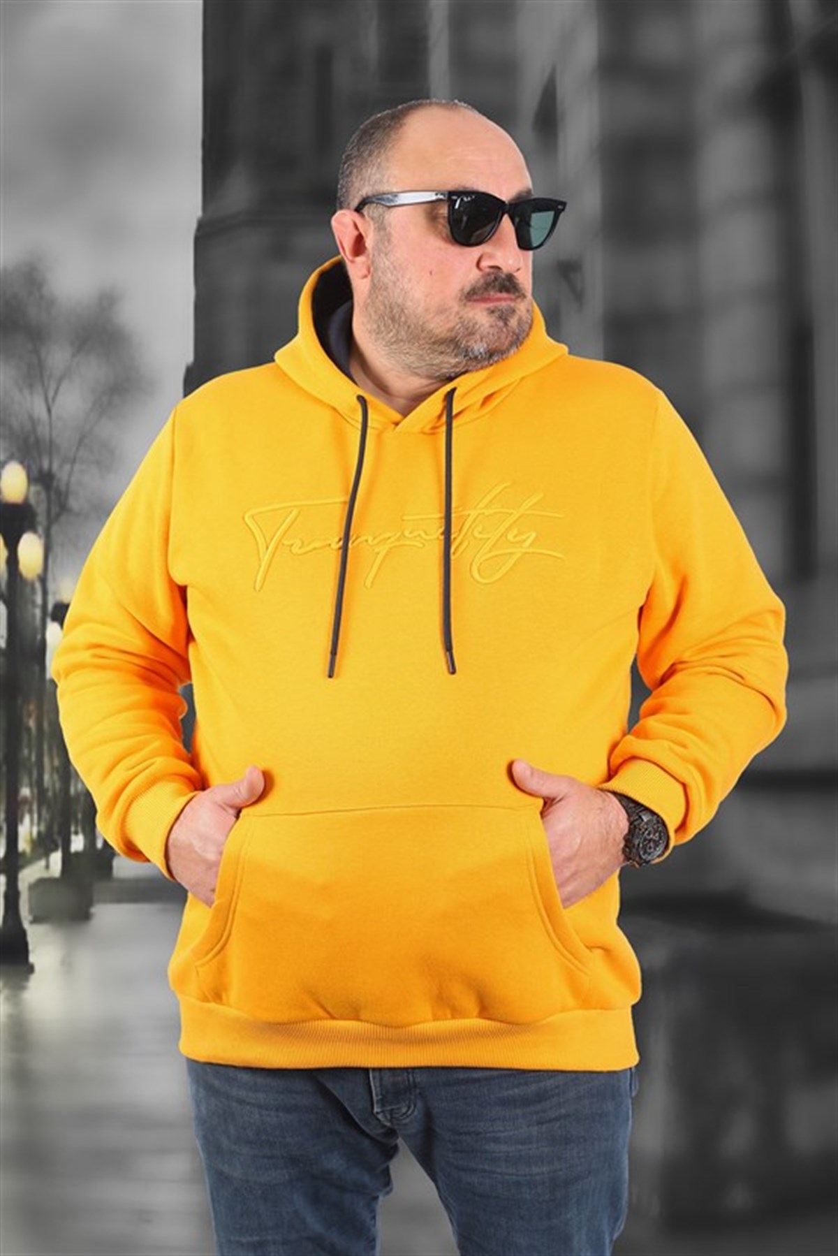 Starbattal Büyük Beden Kapüşonlu Sweat Twenty 22741 HARDAL