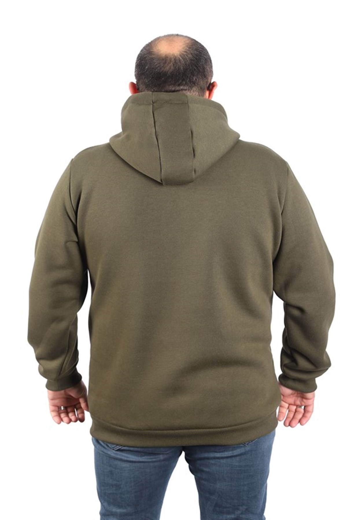Starbattal Büyük Beden Unisex Kapüşonlu 3ip Sweat 11701 HAKI