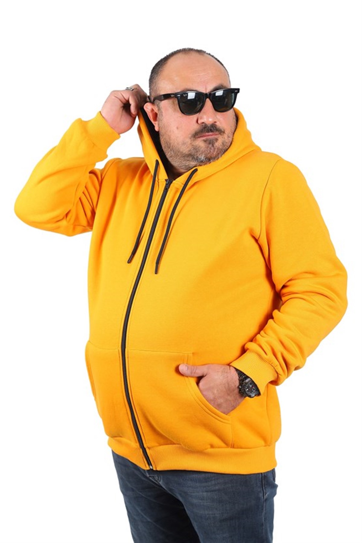 Starbattal Büyük Beden Unisex Kapüşonlu 3ip Sweat 11701 HARDAL