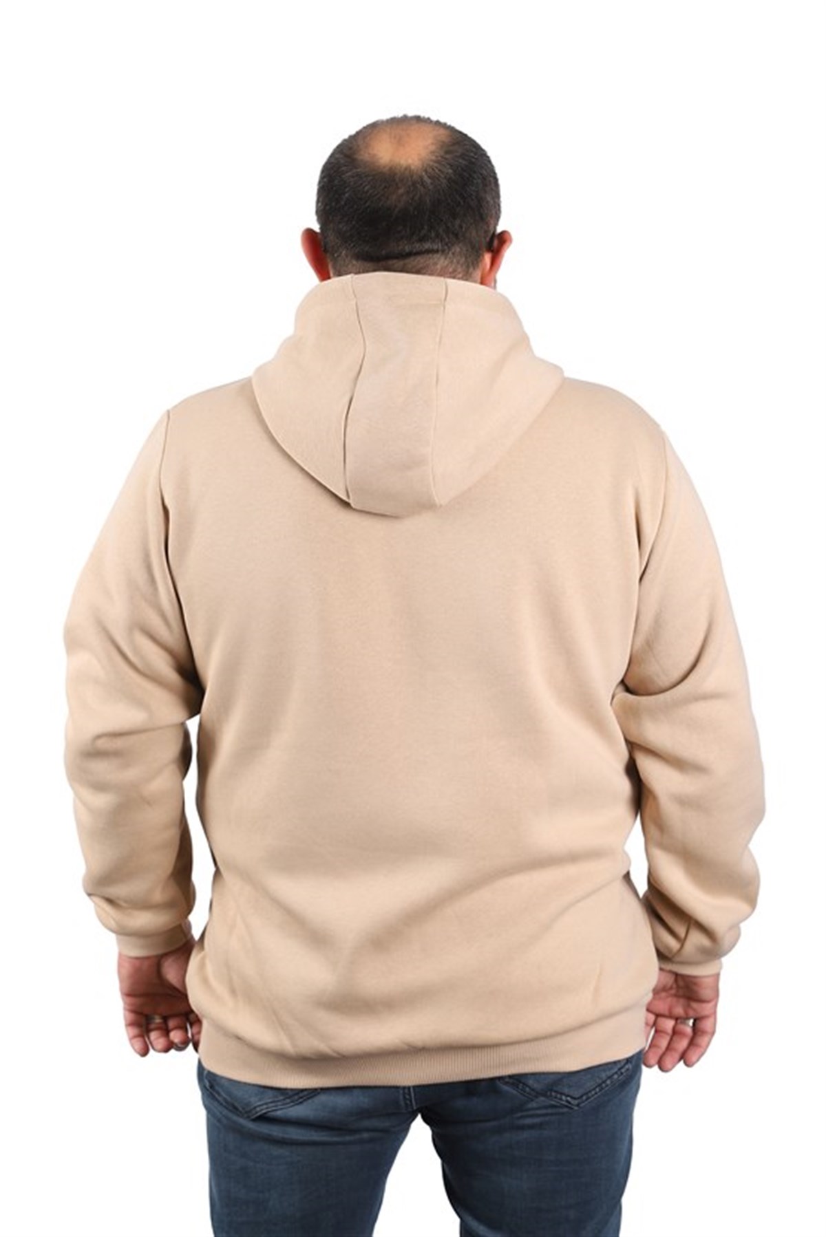 Starbattal Büyük Beden Unisex Kapüşonlu 3ip Sweat 11701 BEJ