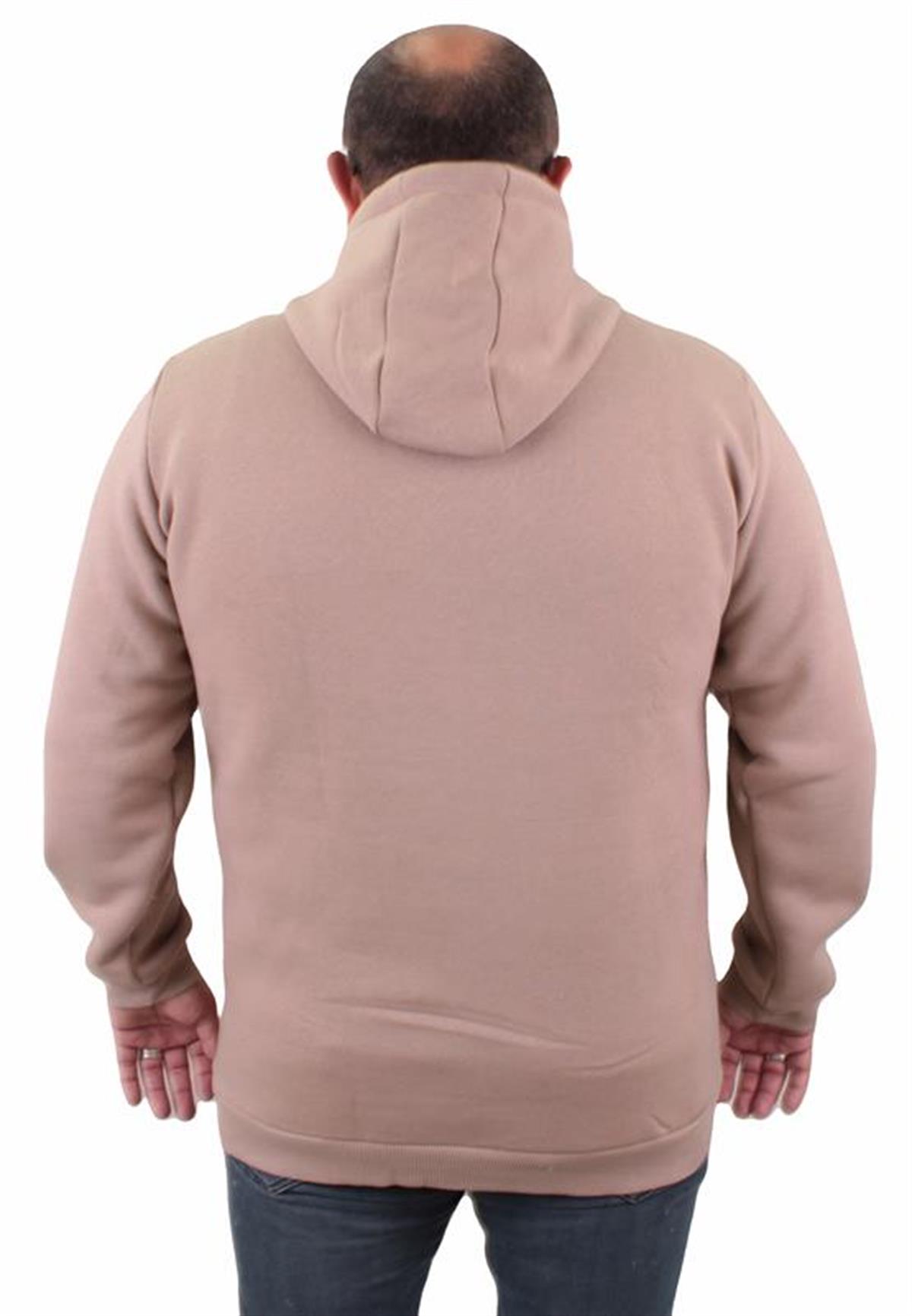 Starbattal Erkek Büyük Beden Kapuşonlu Sweat Paris 23209 TOPRAK