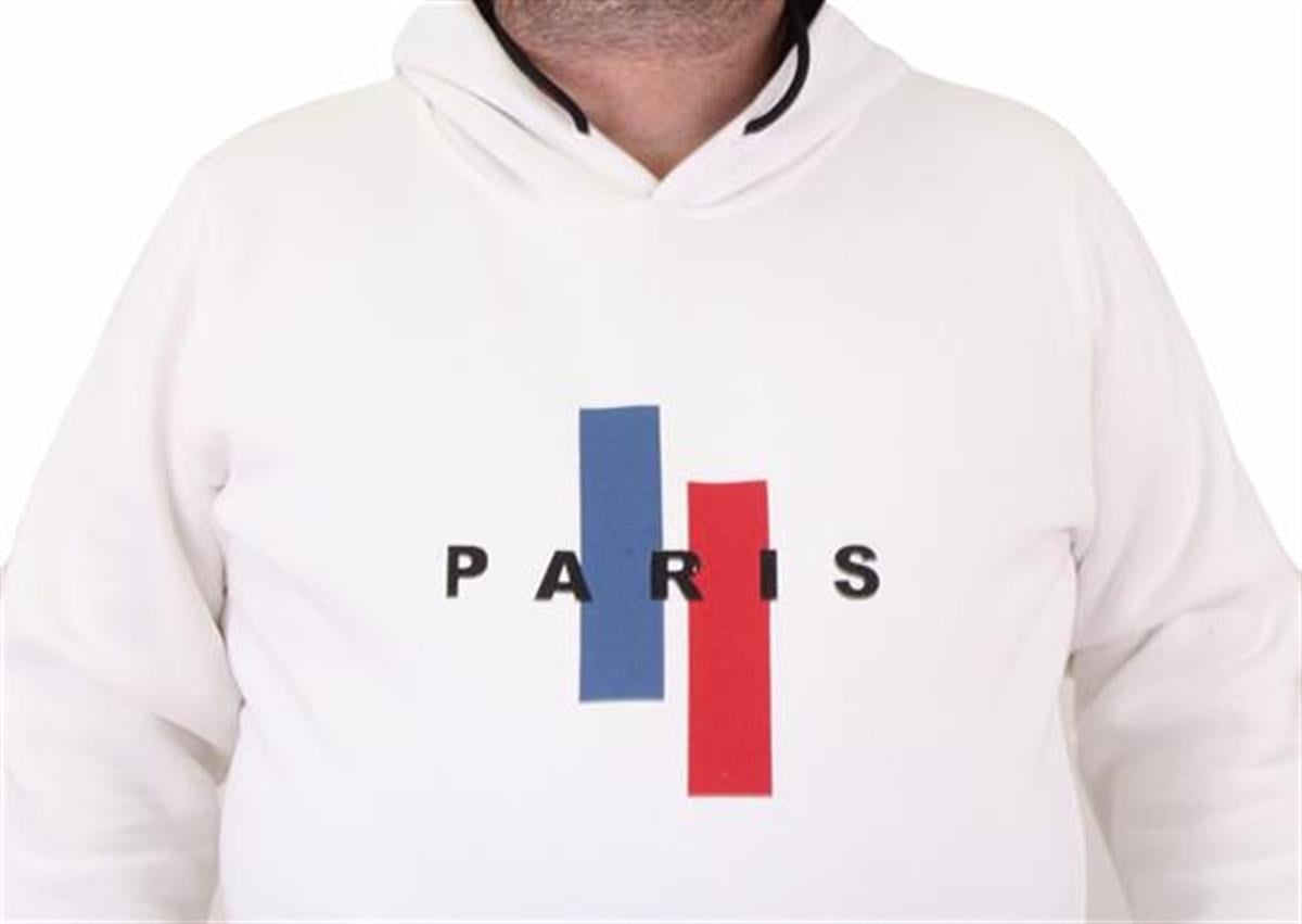 Starbattal Erkek Büyük Beden Kapuşonlu Sweat Paris 23209 EKRU
