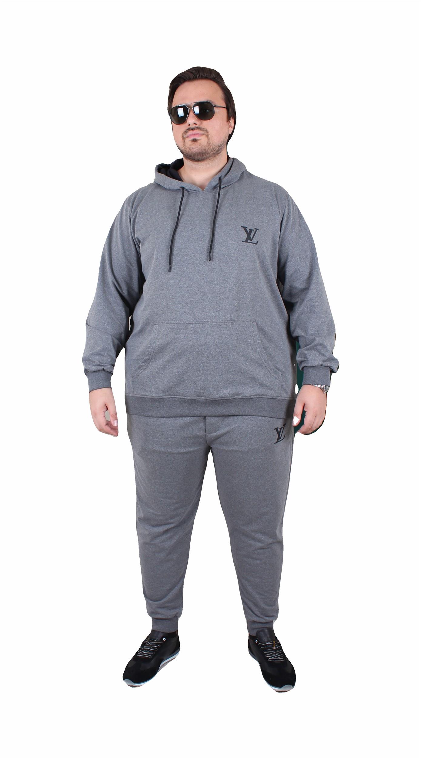 Erkek  Büyük Beden Eşofman Takım LVttn TK25601 ANTRASİT MELANJ