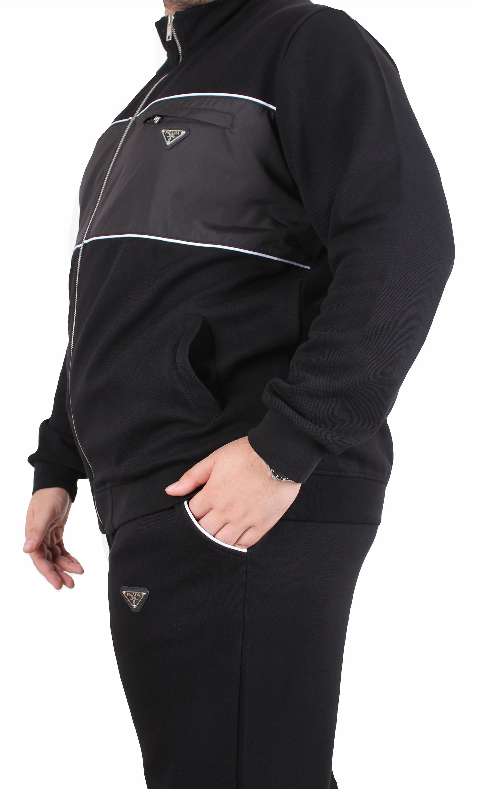 Erkek Büyük Beden Double Face Pike Eşofman Takım PRD.TK25604 SIYAH