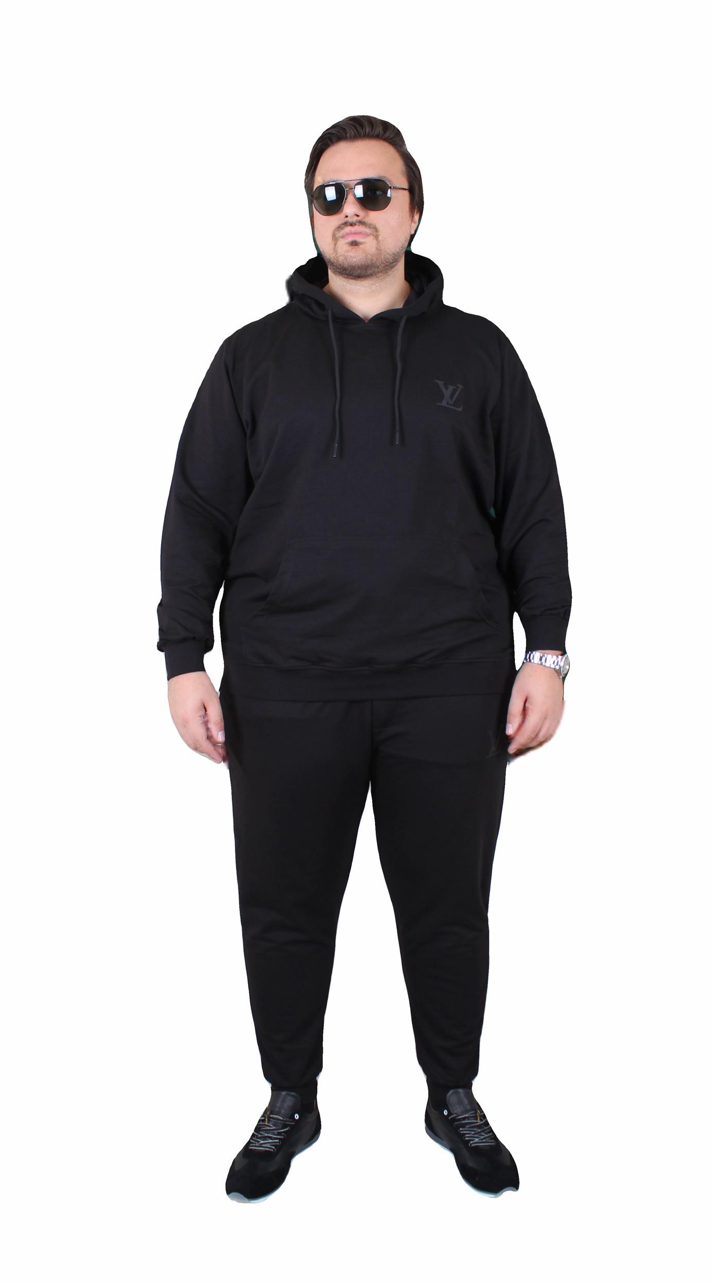 Erkek  Büyük Beden Eşofman Takım LVttn TK25601 SIYAH