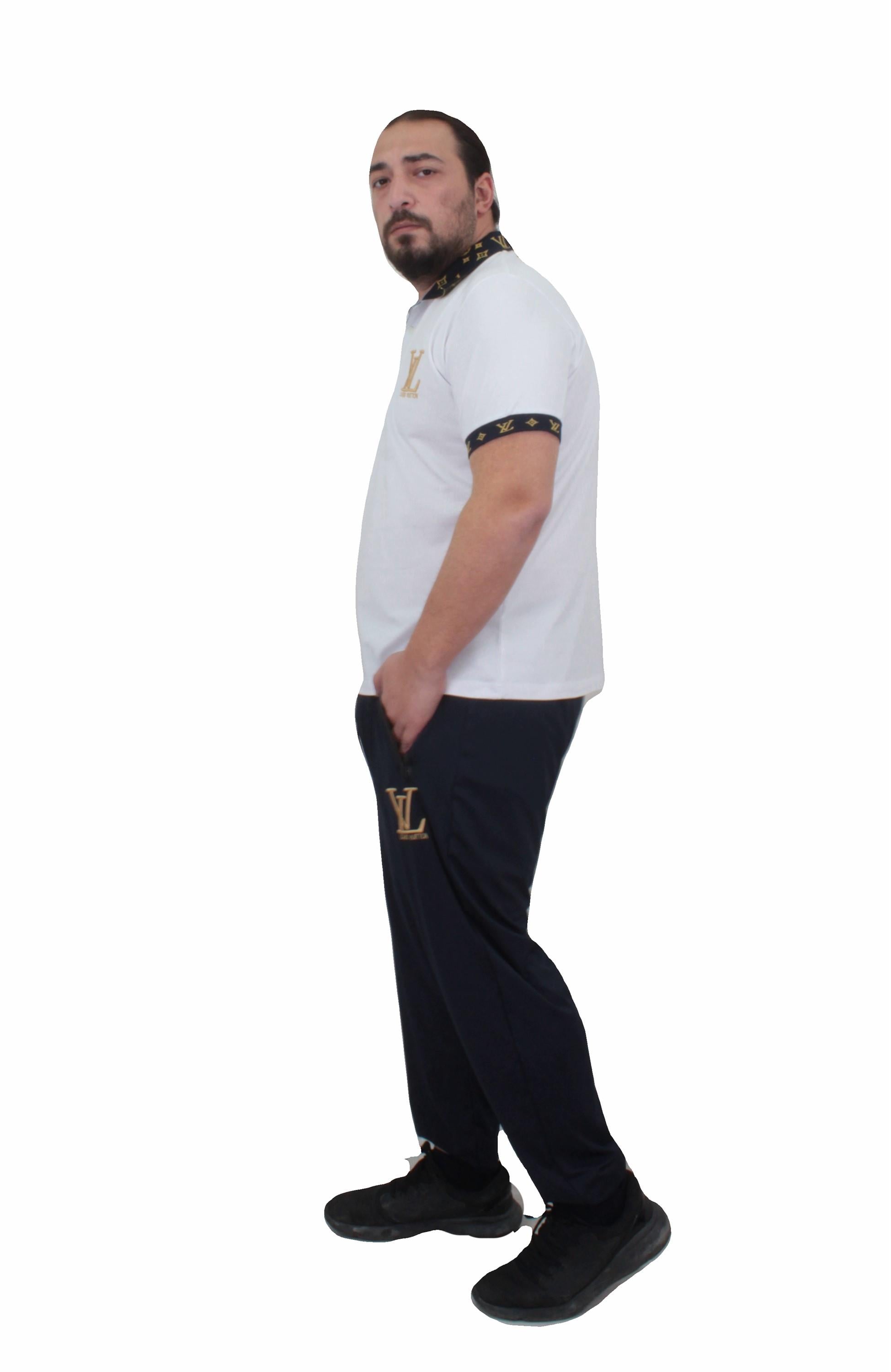 Erkek Büyük Beden yazlık üst Polo Yaka Eşofman Takım LW TK711 LACIVERT