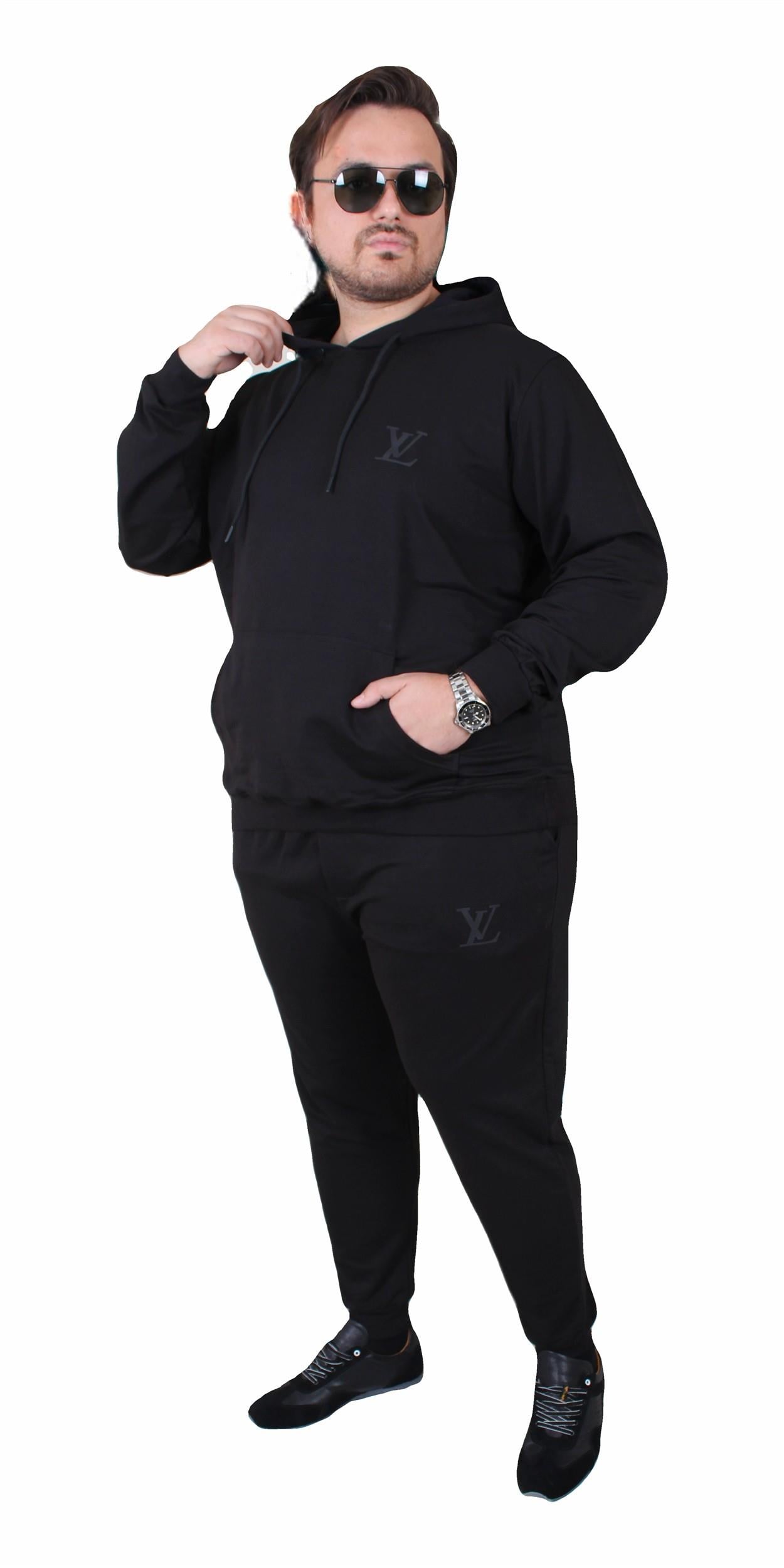 Erkek  Büyük Beden Eşofman Takım LVttn TK25601 SIYAH