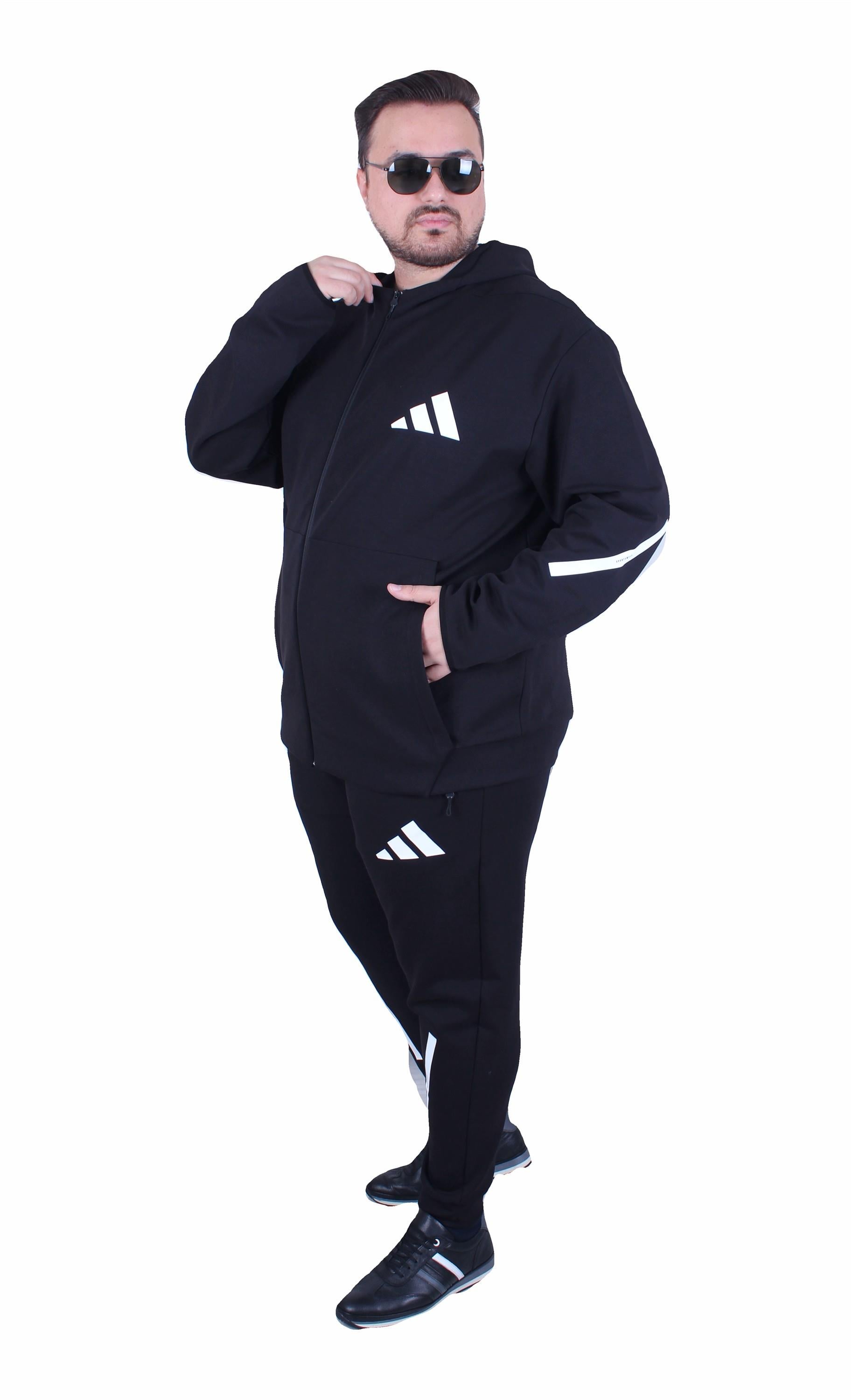 Erkek Büyük Beden Double Face Eşofman Takım ADDS TK25610 SIYAH