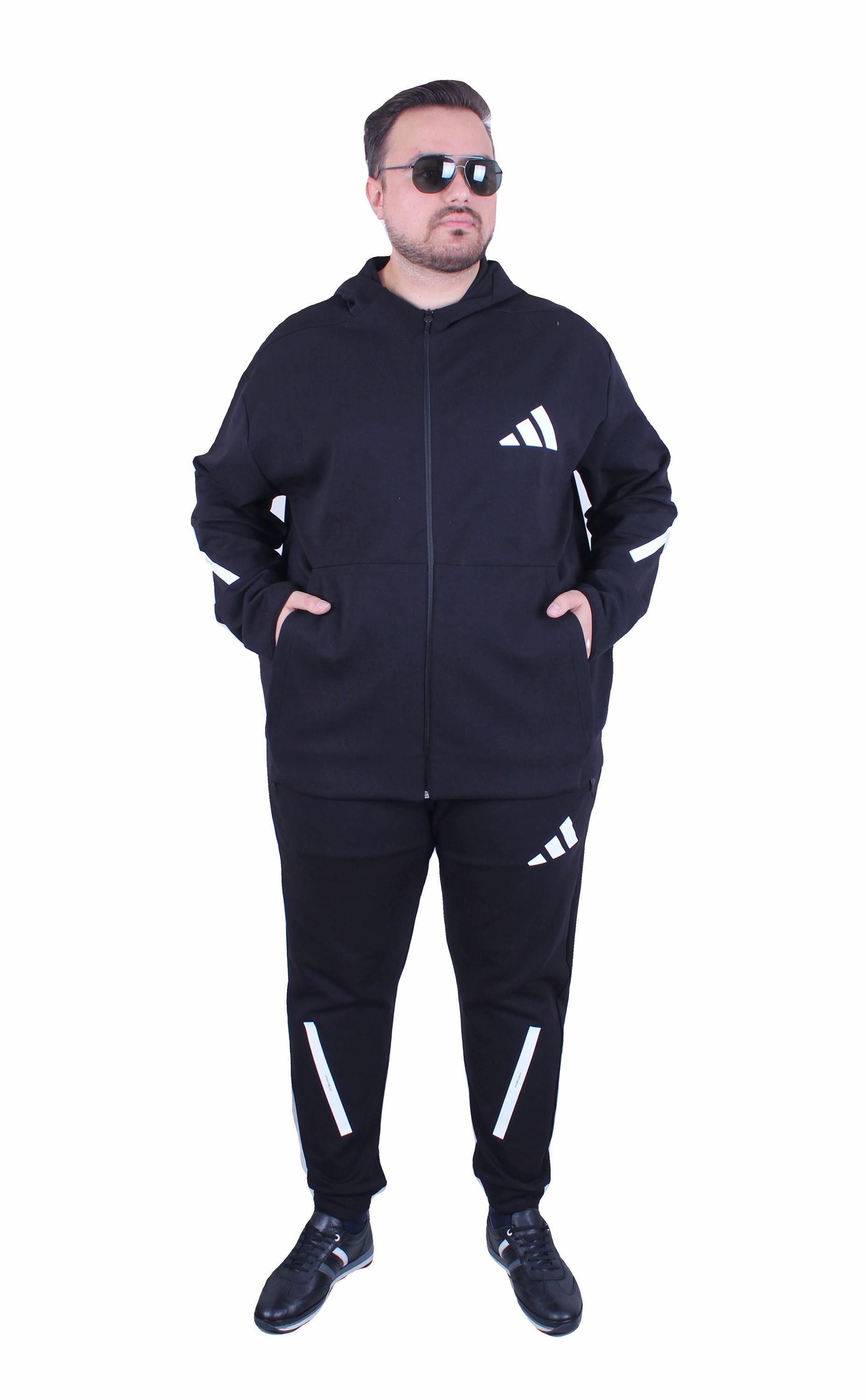 Erkek Büyük Beden Double Face Eşofman Takım ADDS TK25610 SIYAH