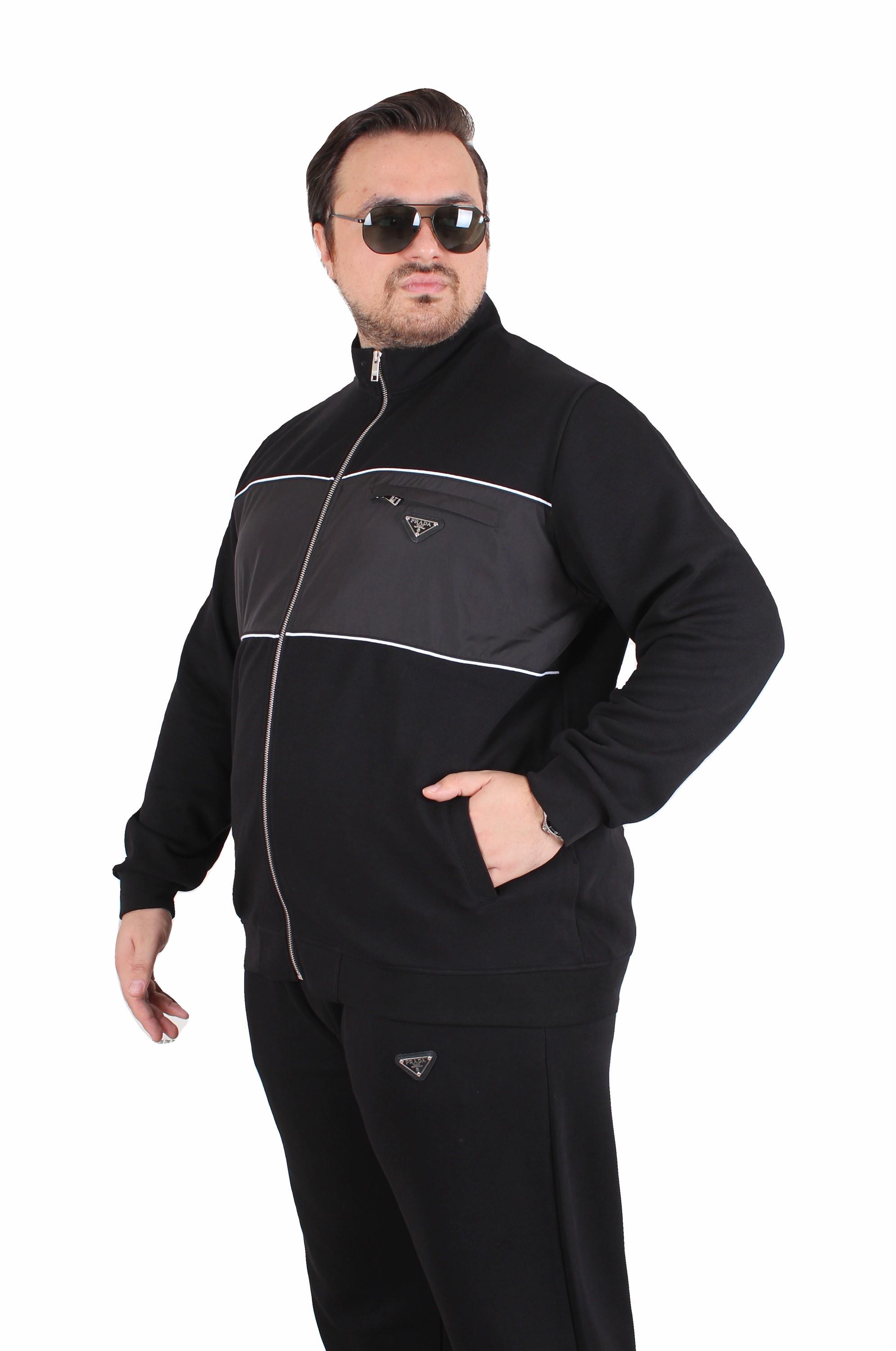 Erkek Büyük Beden Double Face Pike Eşofman Takım PRD.TK25604 SIYAH