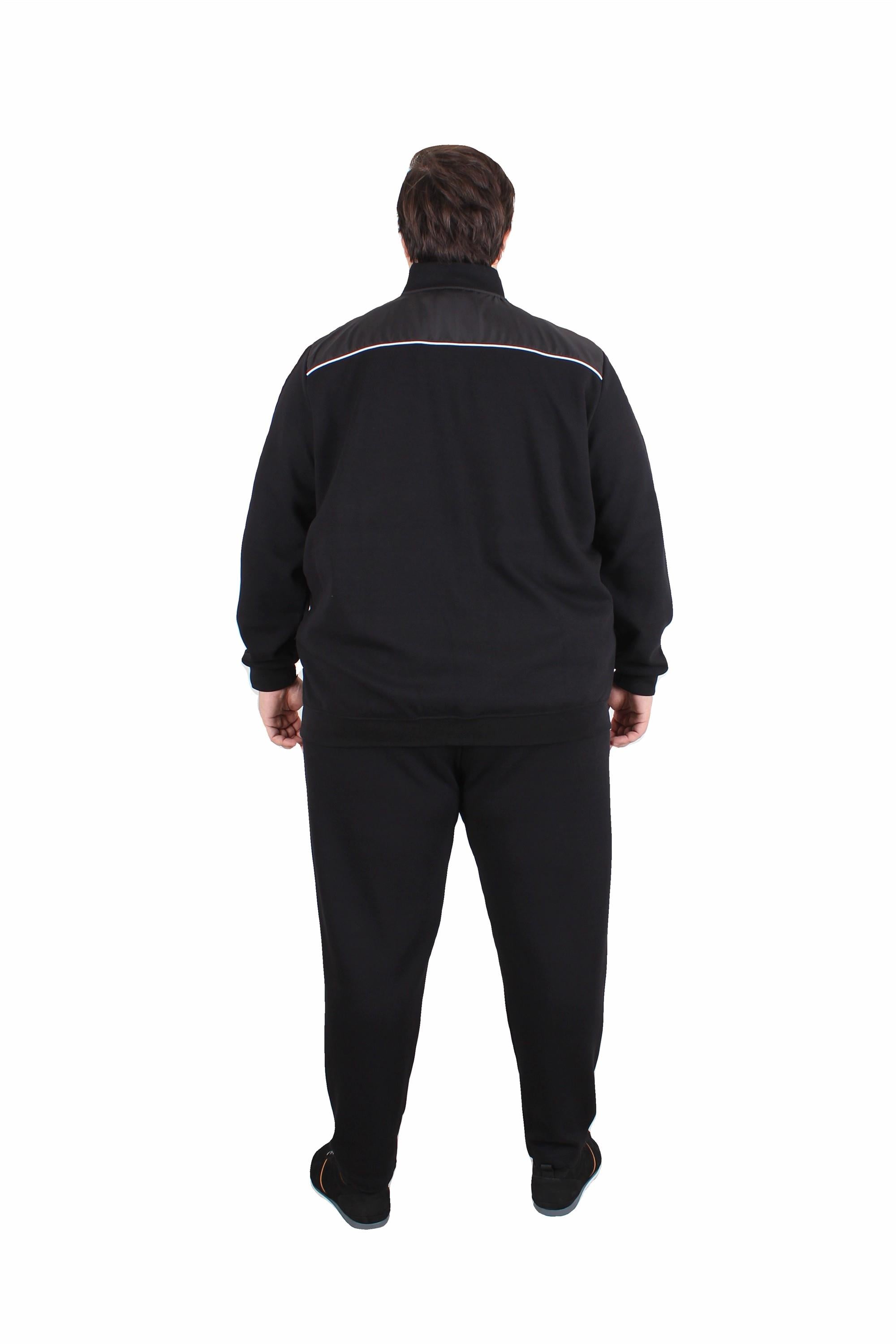 Erkek Büyük Beden Double Face Pike Eşofman Takım PRD.TK25604 SIYAH