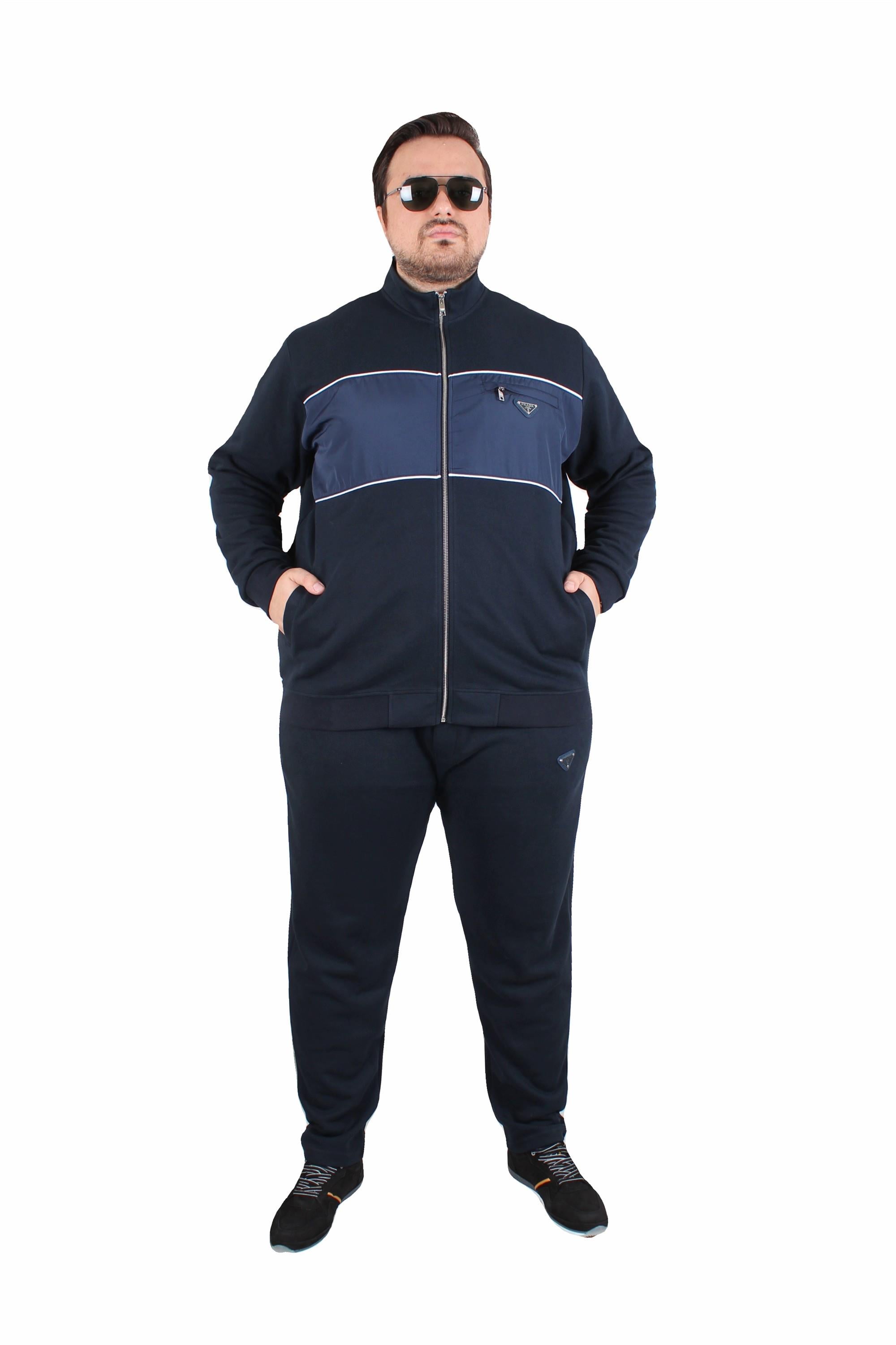 Erkek Büyük Beden Double Face Pike Eşofman Takım PRD.TK25604 LACIVERT