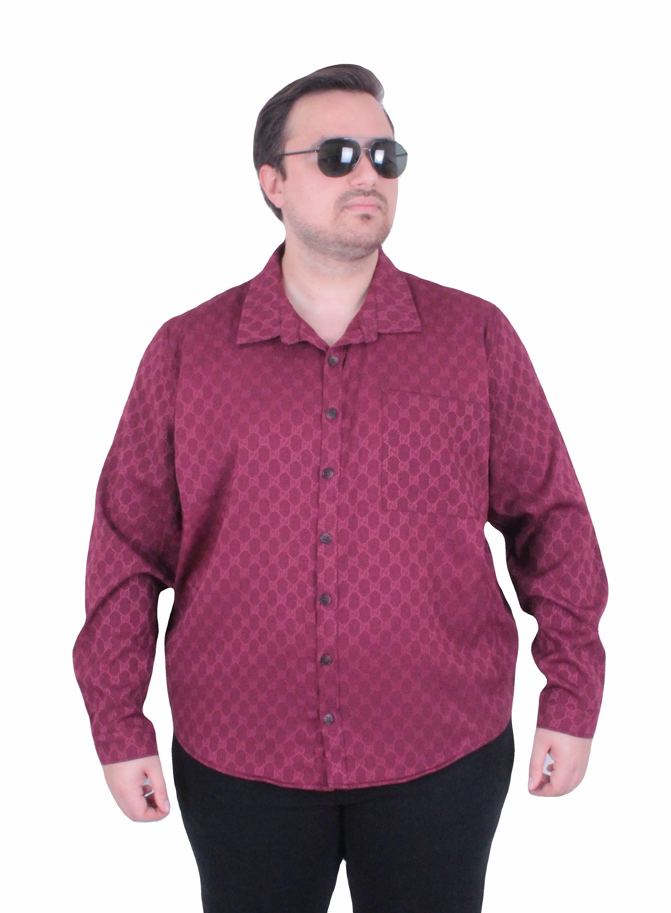 Erkek Büyük Beden Uzun Kollu Gömlek GCC 25729 BORDO