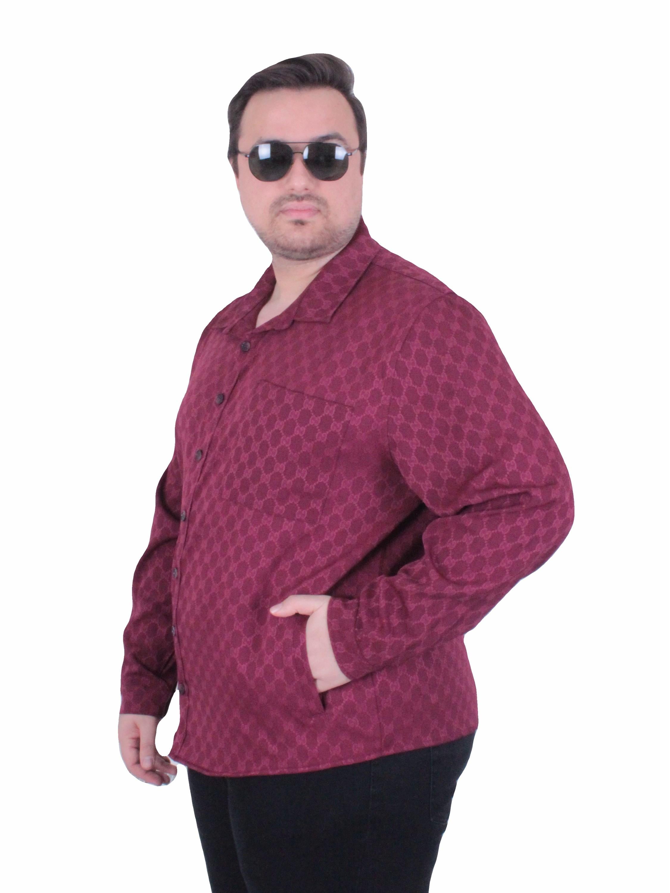 Erkek Büyük Beden Uzun Kollu Gömlek GCC 25729 BORDO