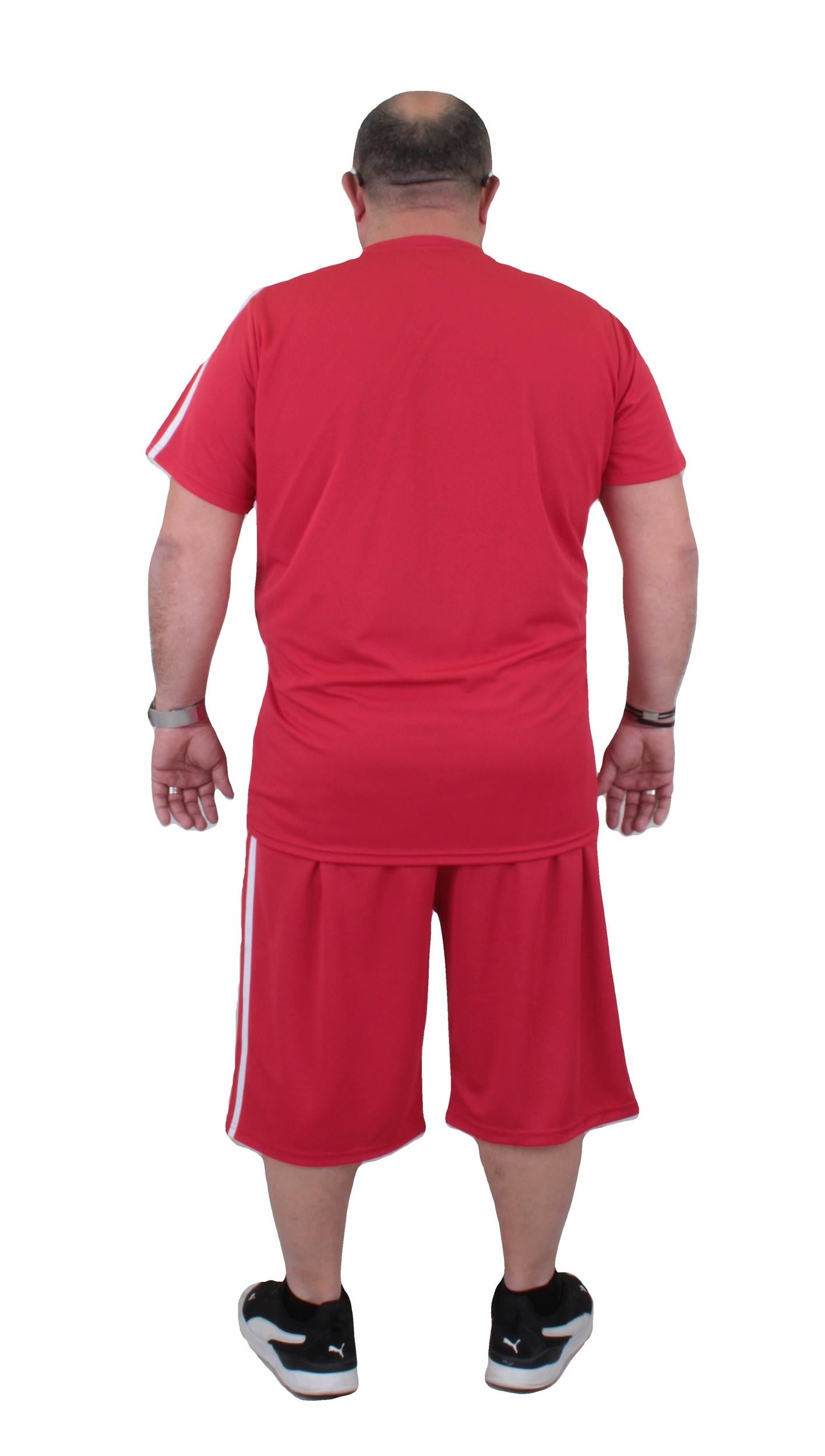 Erkek Büyük Beden Kapri-Tişört Takım ADDS TK719 KIRMIZI
