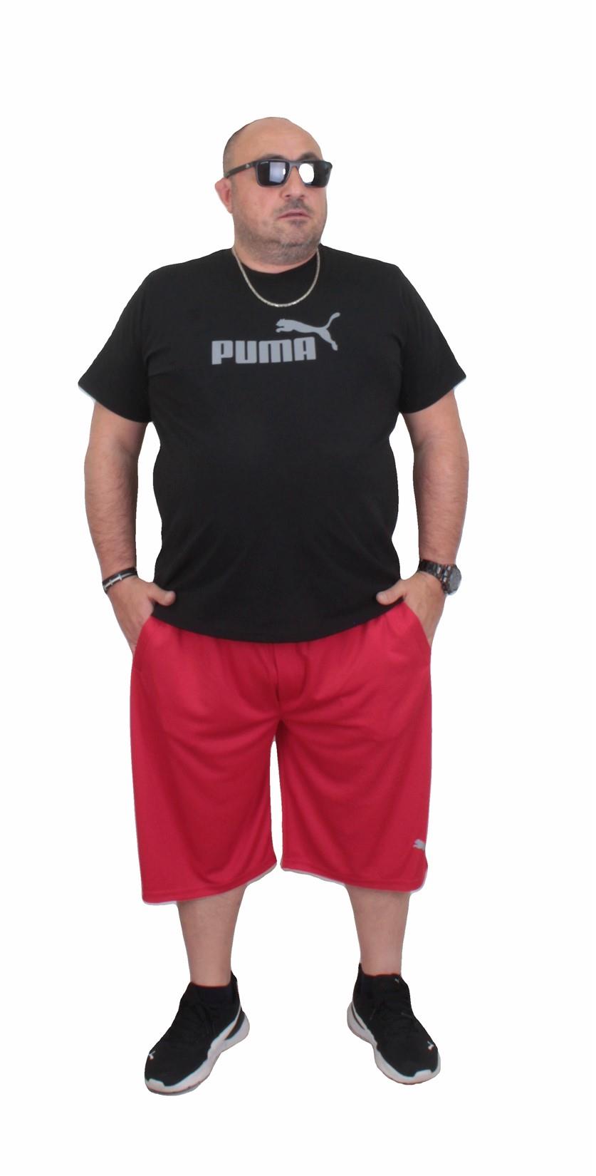 Erkek Büyük Beden Kapri-Kolsuz Tişört Takım PM TK721 KIRMIZI