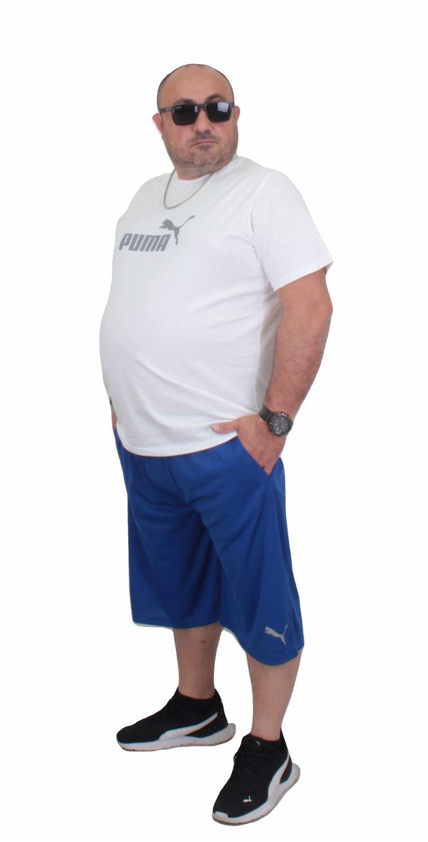 Erkek Büyük Beden Kapri-Kolsuz Tişört Takım PM TK721 SAKS