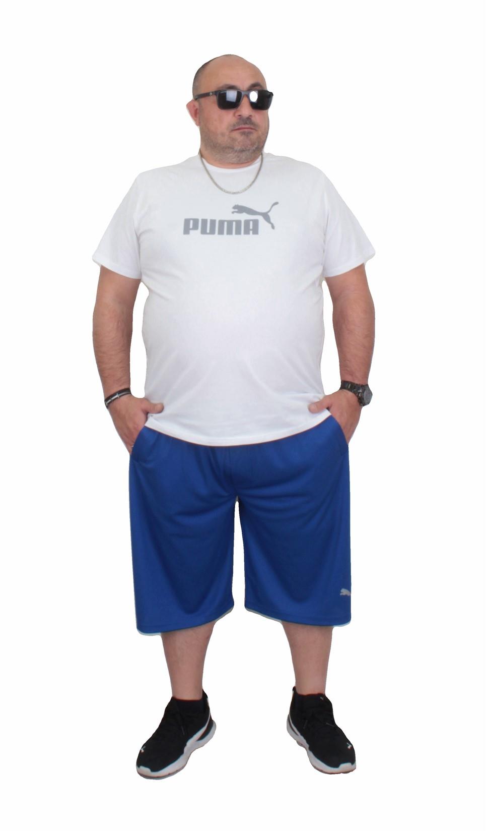 Erkek Büyük Beden Kapri-Kolsuz Tişört Takım PM TK721 SAKS